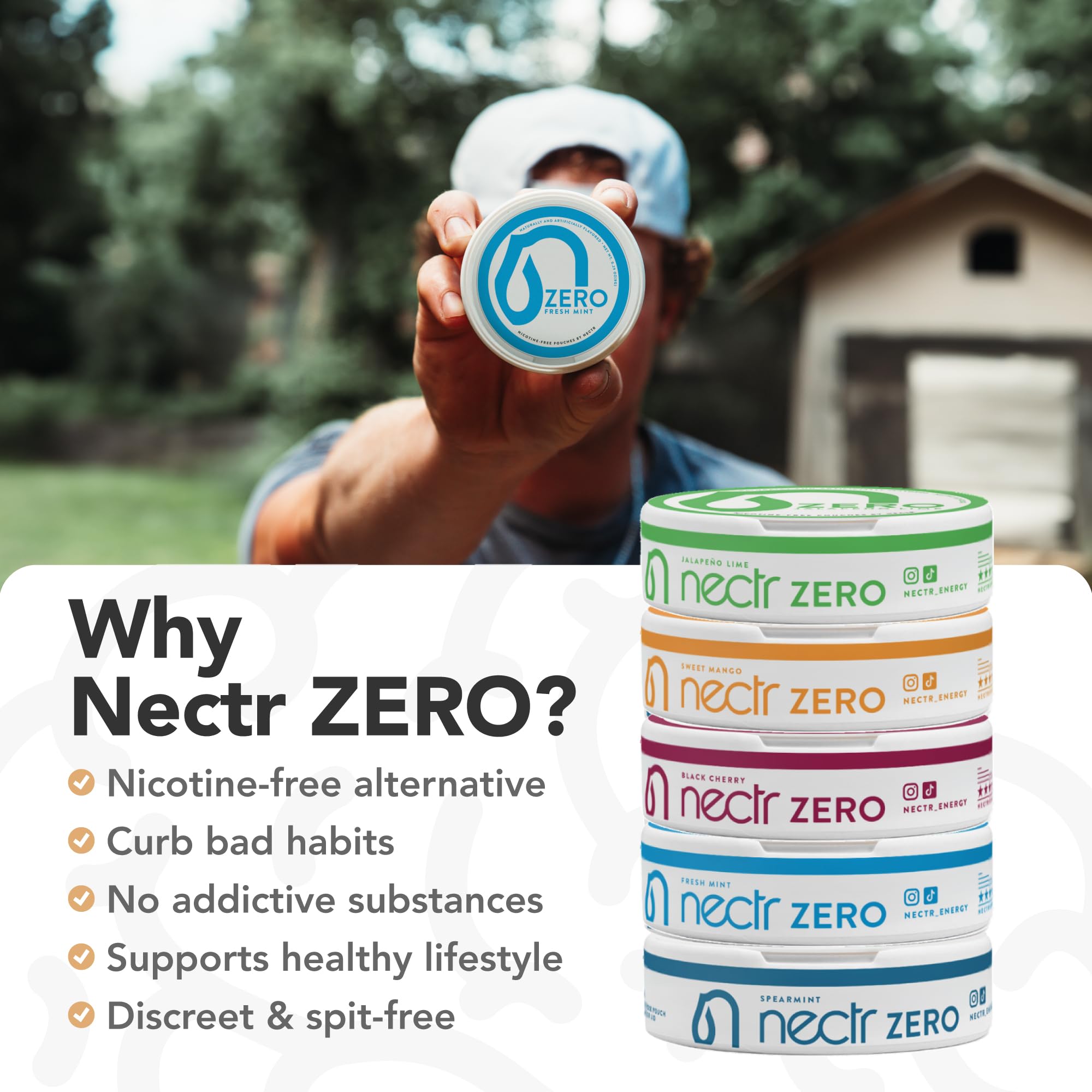 Nectr Energy Zero Pouches - No Caffeine, No Sugar, Zero Calories Mini Pouches for Oral Fixation and Stress Relief - 4 Pucks of 20 - Sweet Mango Flavor NectrAu supplements