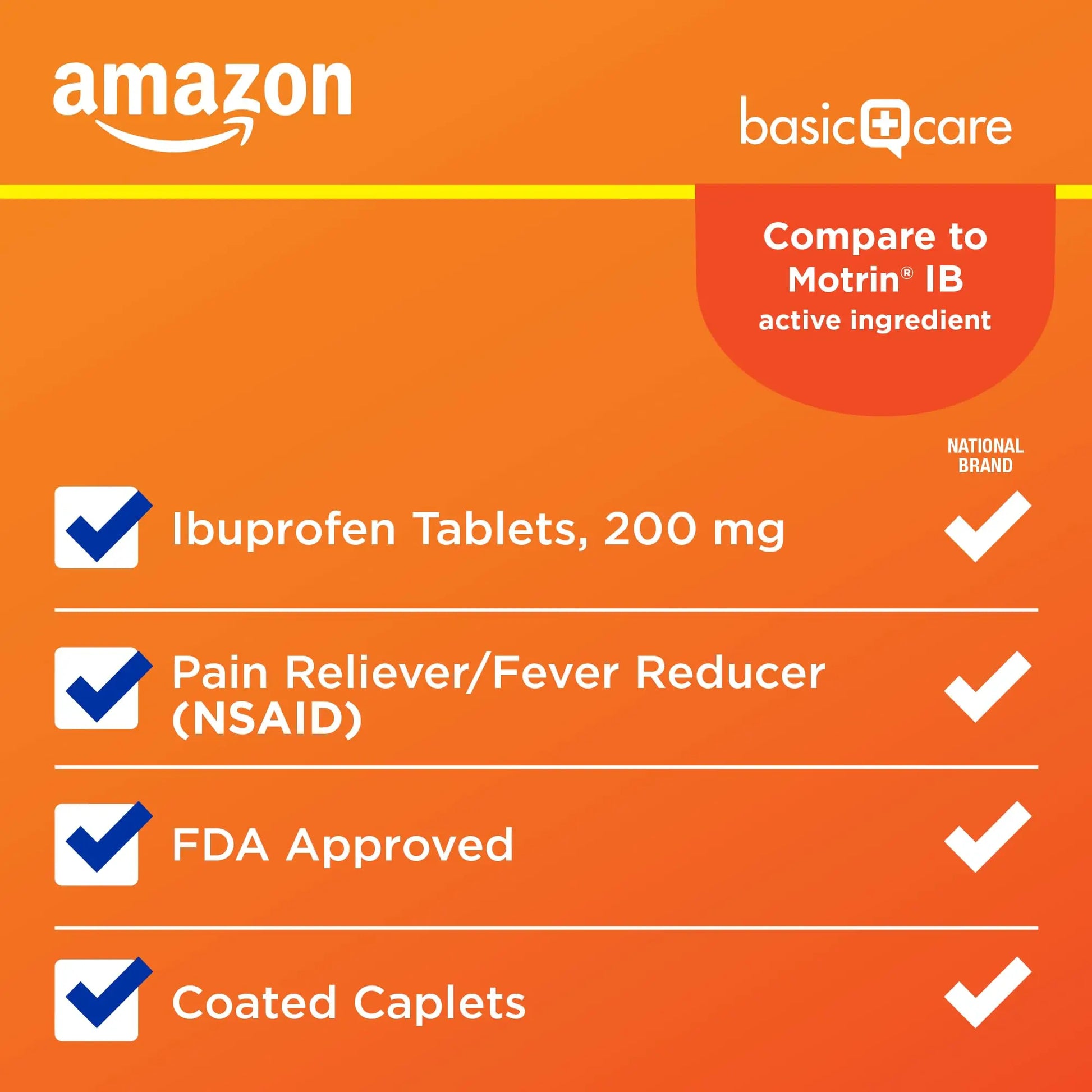 Amazon Basic Care Ibuprofen Tablets, 200 mg, Pain Reliever/Fever Reducer for Headache, Backache, Menstrual Pain and Body Aches, 100 Count Amazon Basic Carenz supplements