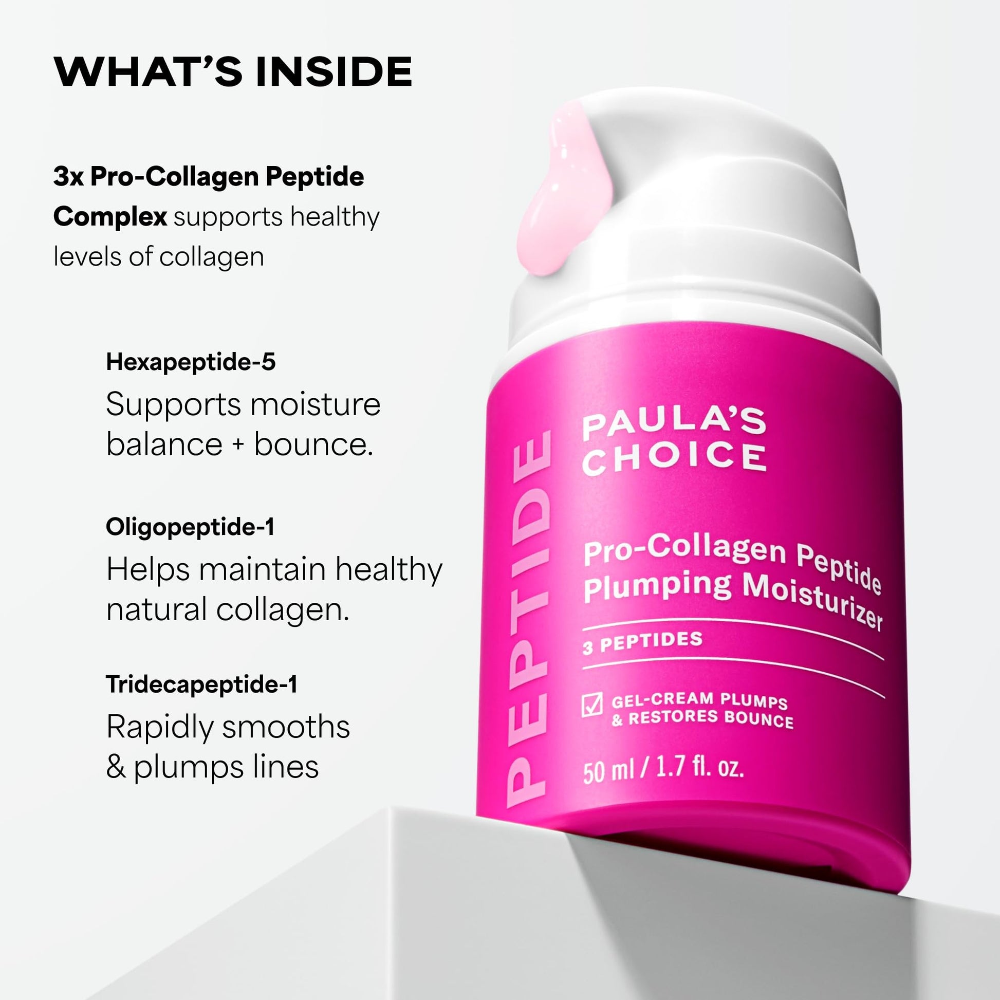 Paula's Choice Pro-Collagen Peptide Plumping Face Moisturizer, Daily Gel Face Cream for Deep Lightweight Hydration, Wrinkles & Loss of Firmness, Fragrance-Free, 1.7 Fl Oz Paula's ChoiceAu supplements