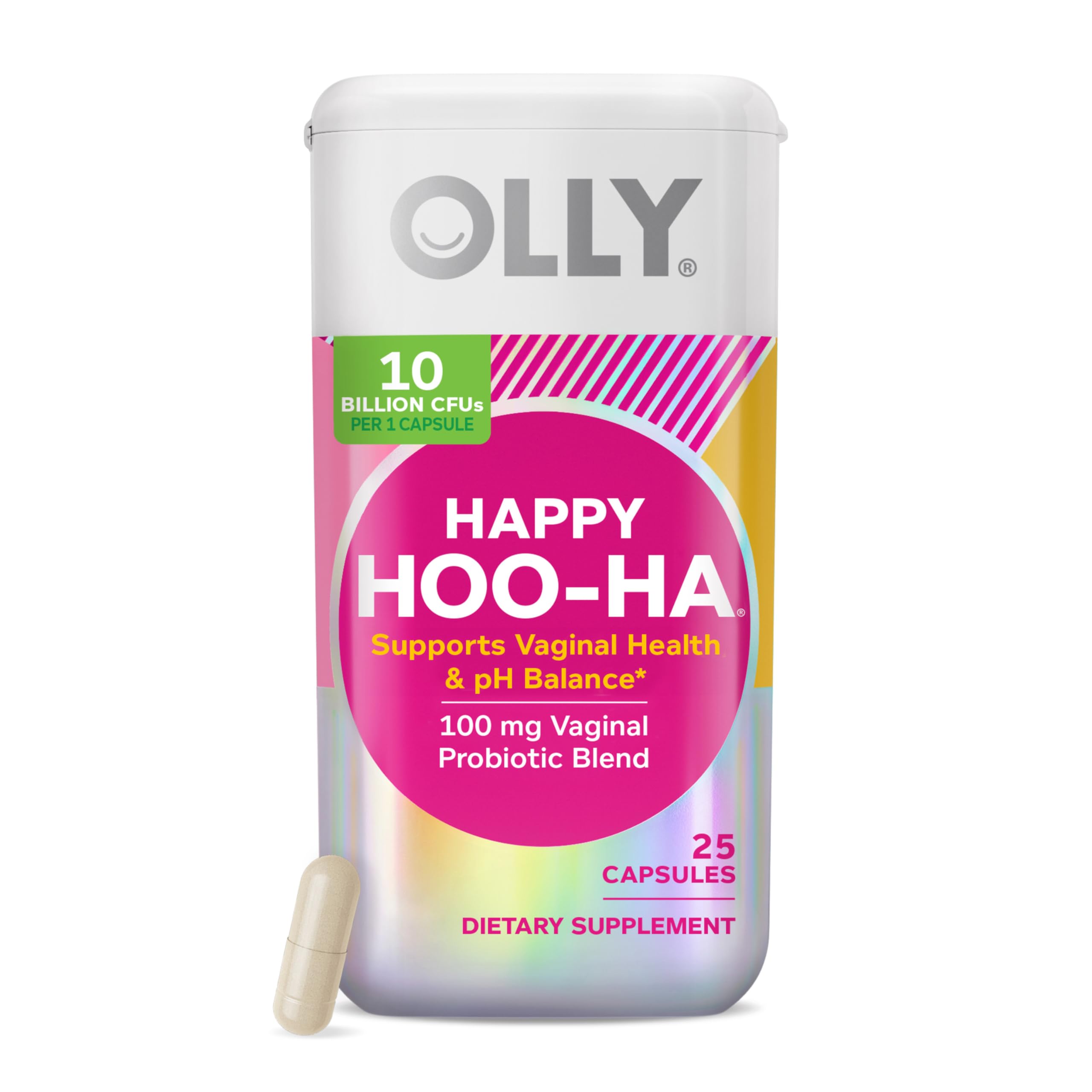 OLLY Happy Hoo-Ha Capsules, Probiotic for Women, Vaginal Health and pH Balance, 10 Billion CFU, Gluten Free - 25 Count OLLYAu supplements