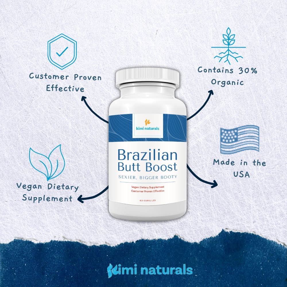 Kimi Naturals Butt Enhancer Pills - Tightening and Butt Lifting Supplements for Bigger Booty and Curvy Hips - Fast Growth Bum Enhancement 60 Capsules KIMIAu supplements
