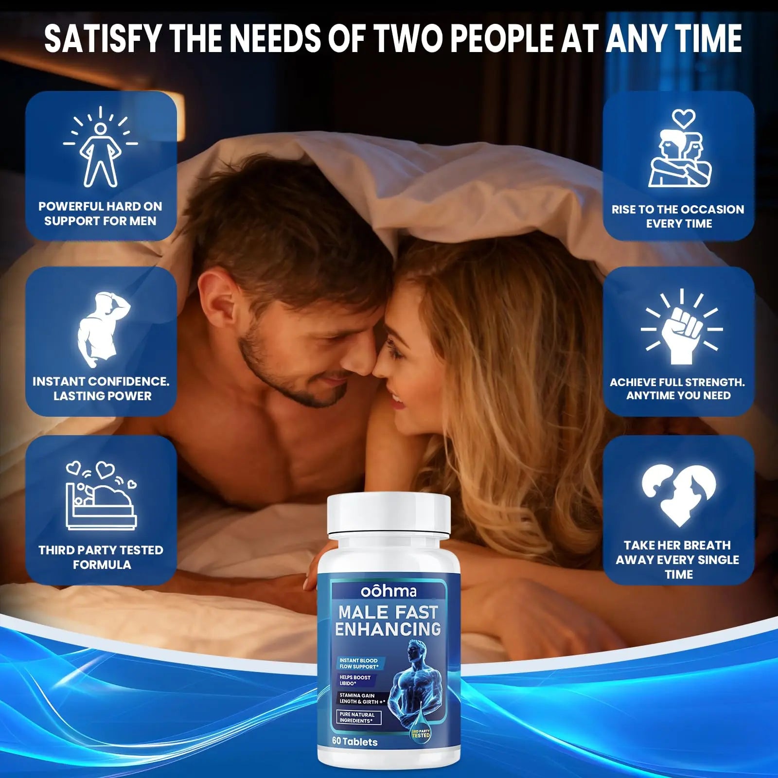 Oohma New Male Enhancing Supplement, Designed to be Fast Acting for Blood Flow to Gain Length & Girth + Stamina, Maca, Epimedium, and Other Natural Ingredients, 3rd Party Tested Supplement 60 Tablets Oohmanz supplements