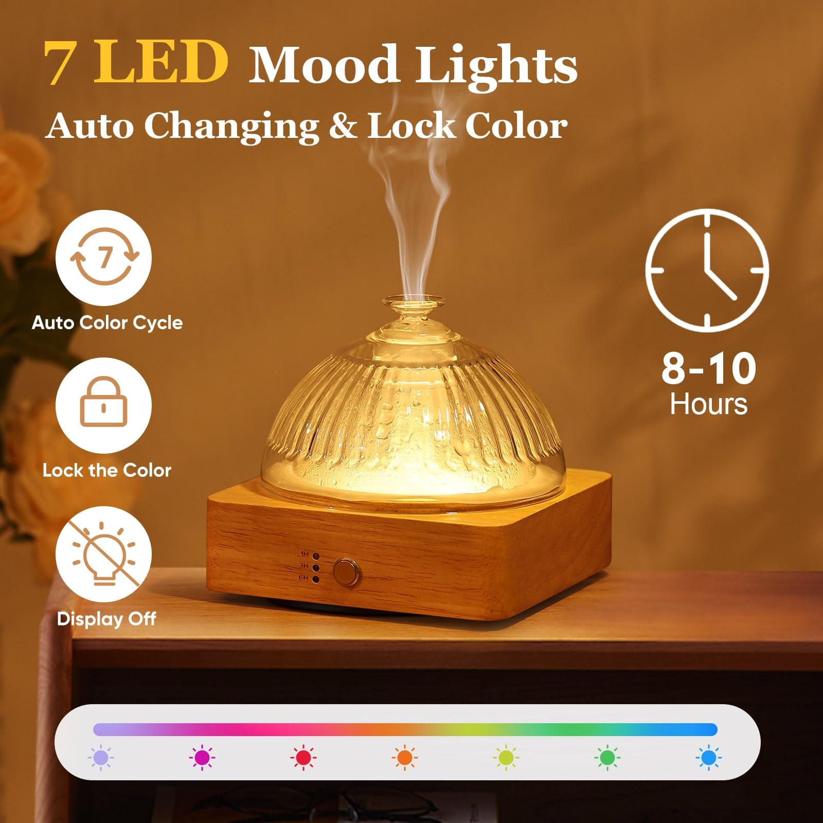 Lecdura Glass Essential Oil Diffuser with Glass Reservoir & Wood Base - Plastic Free, 200ml Lock LecduraAu supplements