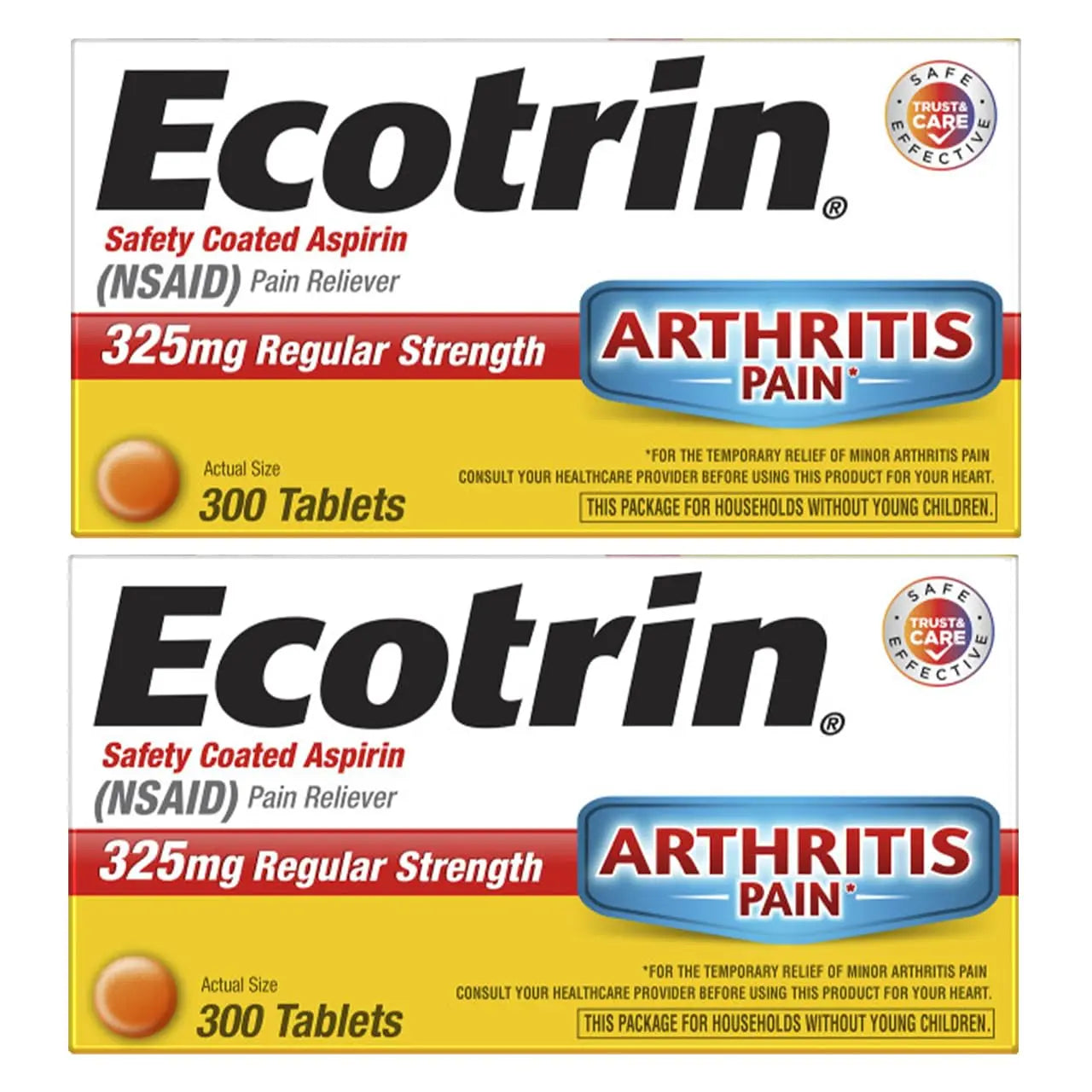 Ecotrin Regular Strength Safety Coated Aspirin | Arthritis Pain | 300 Tablets (2 Pack) EcotrinAu supplements