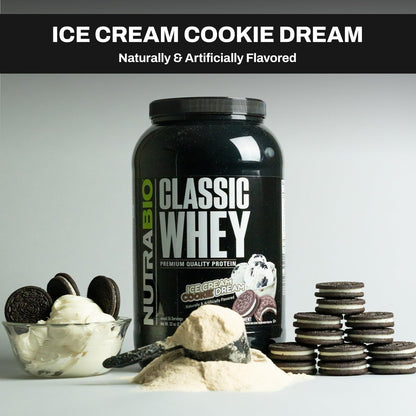 NutraBio Classic Whey Protein Powder- 25G of Protein Per Scoop - Ice Cream Cookie NutraBioUS supplements