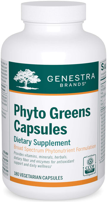 Genestra Brands Phyto Greens Capsules | Vitamins, Dietary Fiber and Enzymes for Optimum Nutrition | 180 Capsules Genestra BrandsAu supplements