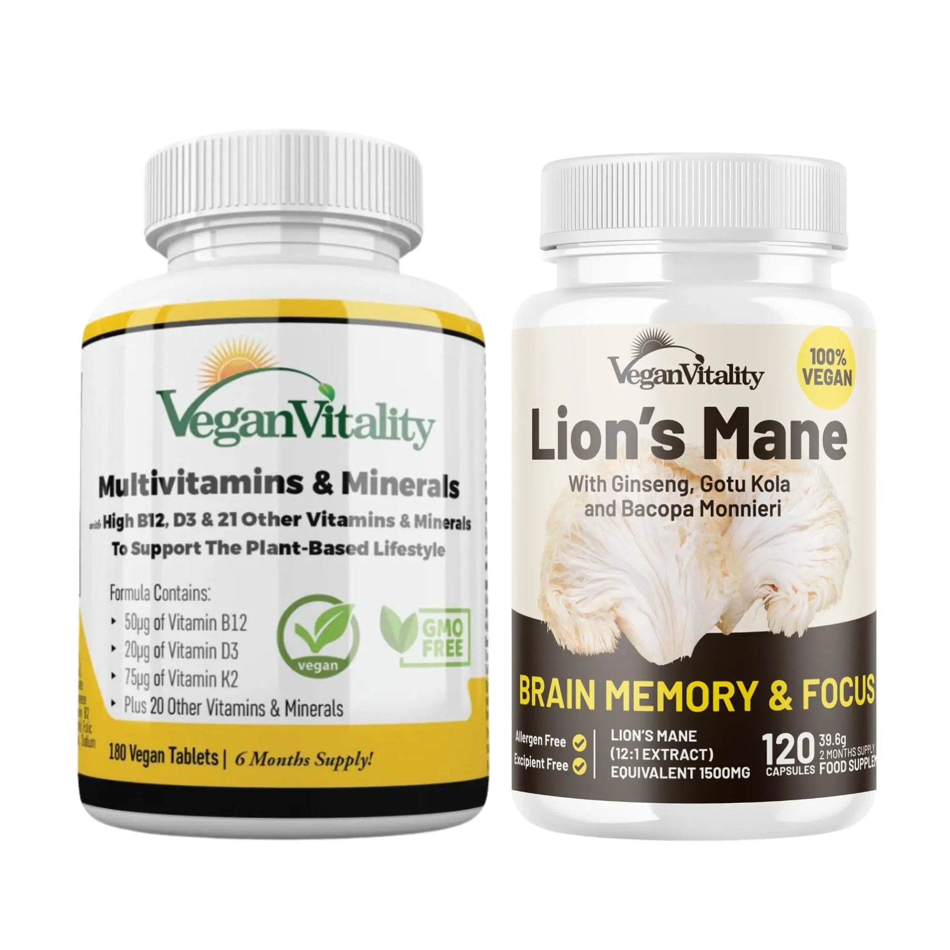 Vegan Vitality Lion's Mane x General Health Combo Bundle - 6 Months Lion's Mane and Multivitamins Vegan VitalityAu supplements