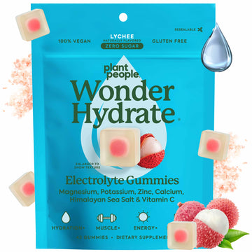 Plant People WonderHydrate Electrolyte Gummies – Vegan Hydration Supplement with Magnesium, Potassium, Zinc, Vitamin C & Himalayan Sea Salt – Zero Sugar Lychee (42 Count) Plant PeopleAu supplements