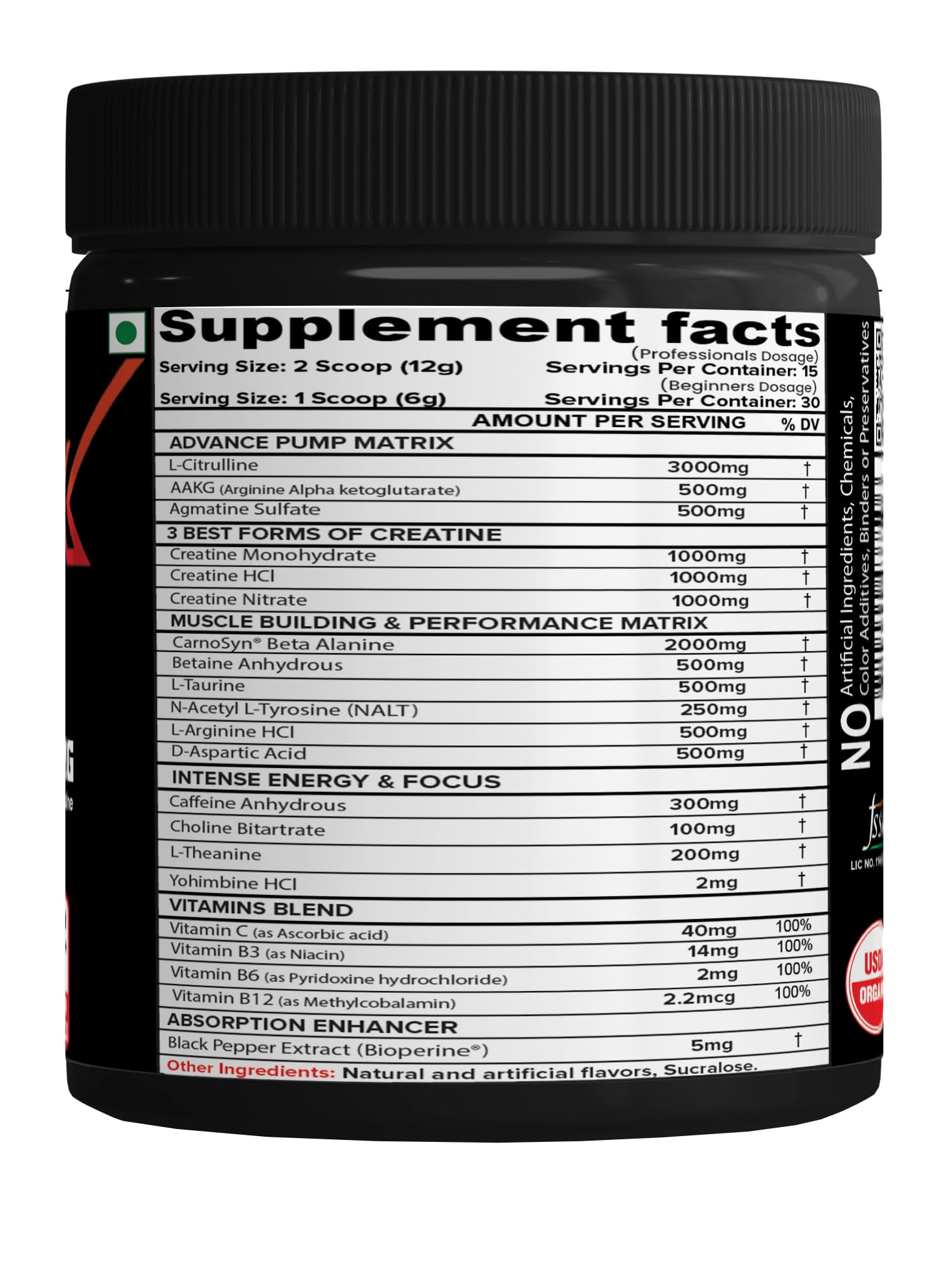 NutriJa Weapon-X Pre-Workout Powder with 21 Active Ingredients - 3 Best Forms of Creatine NutriJaAu supplements