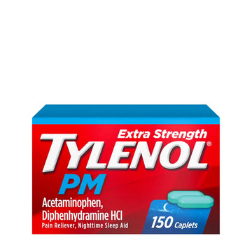 Tylenol PM Extra Strength Nighttime Pain Reliever & Sleep Aid Caplets, 500 mg Acetaminophen & 25 mg Diphenhydramine HCl, Relief for Nighttime Aches & Pains, Non-Habit Forming, 150 ct TylenolAu supplements