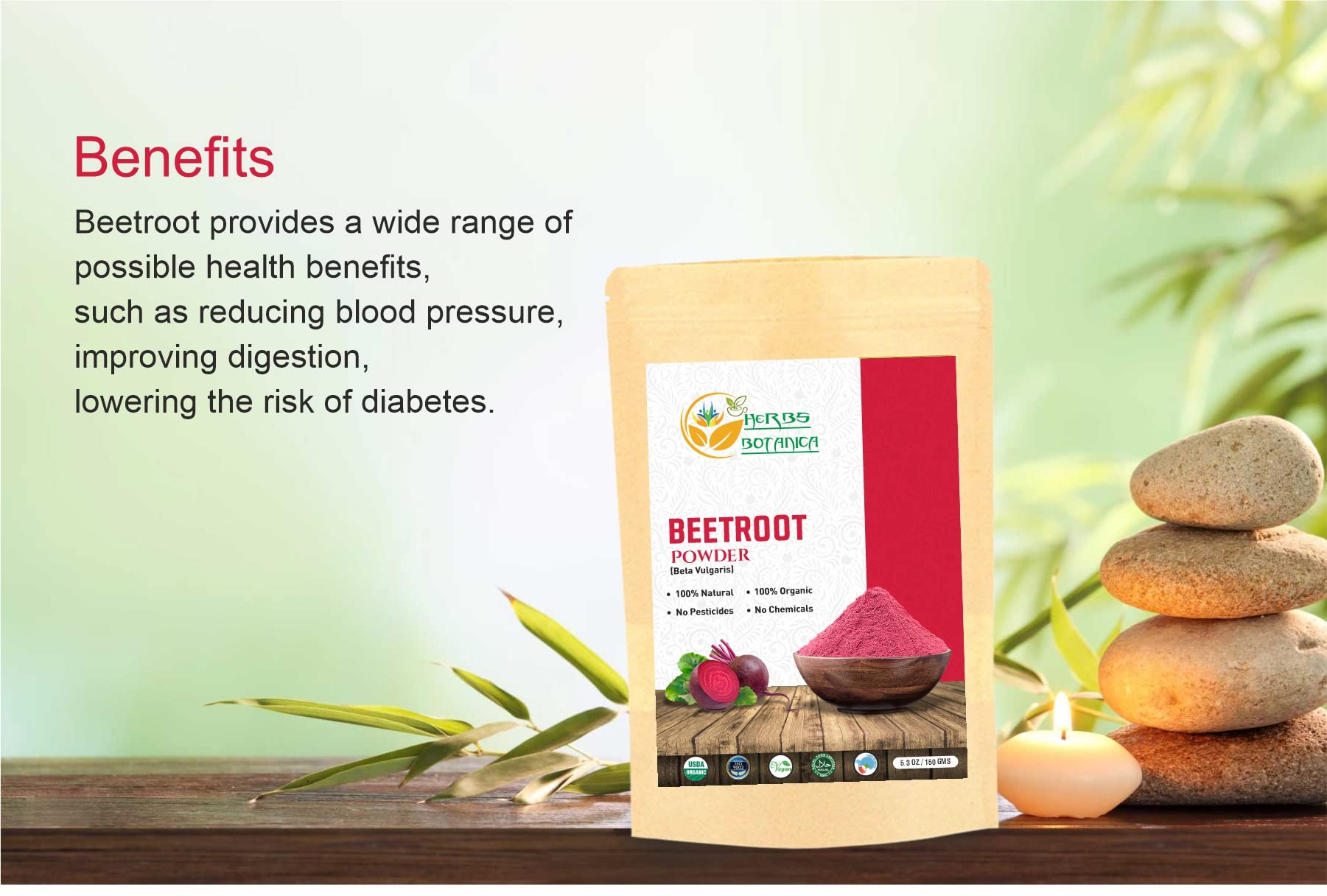 Herbs Botanica Beetroot Powder Organic for Baking and Smoothies | Nitric Oxide Suppement Herbs BotanicaAu supplements