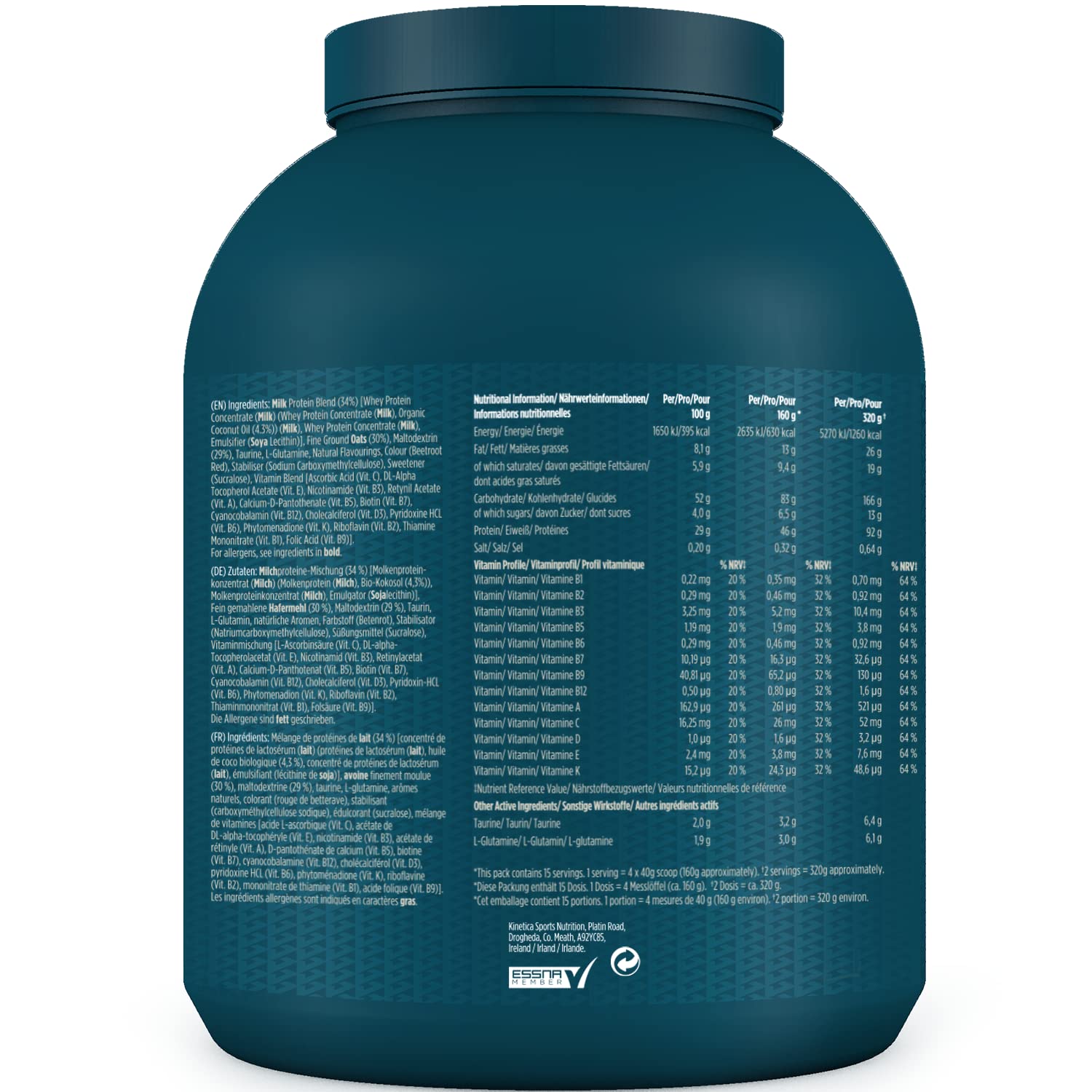 Kinetica OatGain Weight Gainer 600+ Calories & 47g Protein per Serving, 2.4 kg KineticaAu supplements