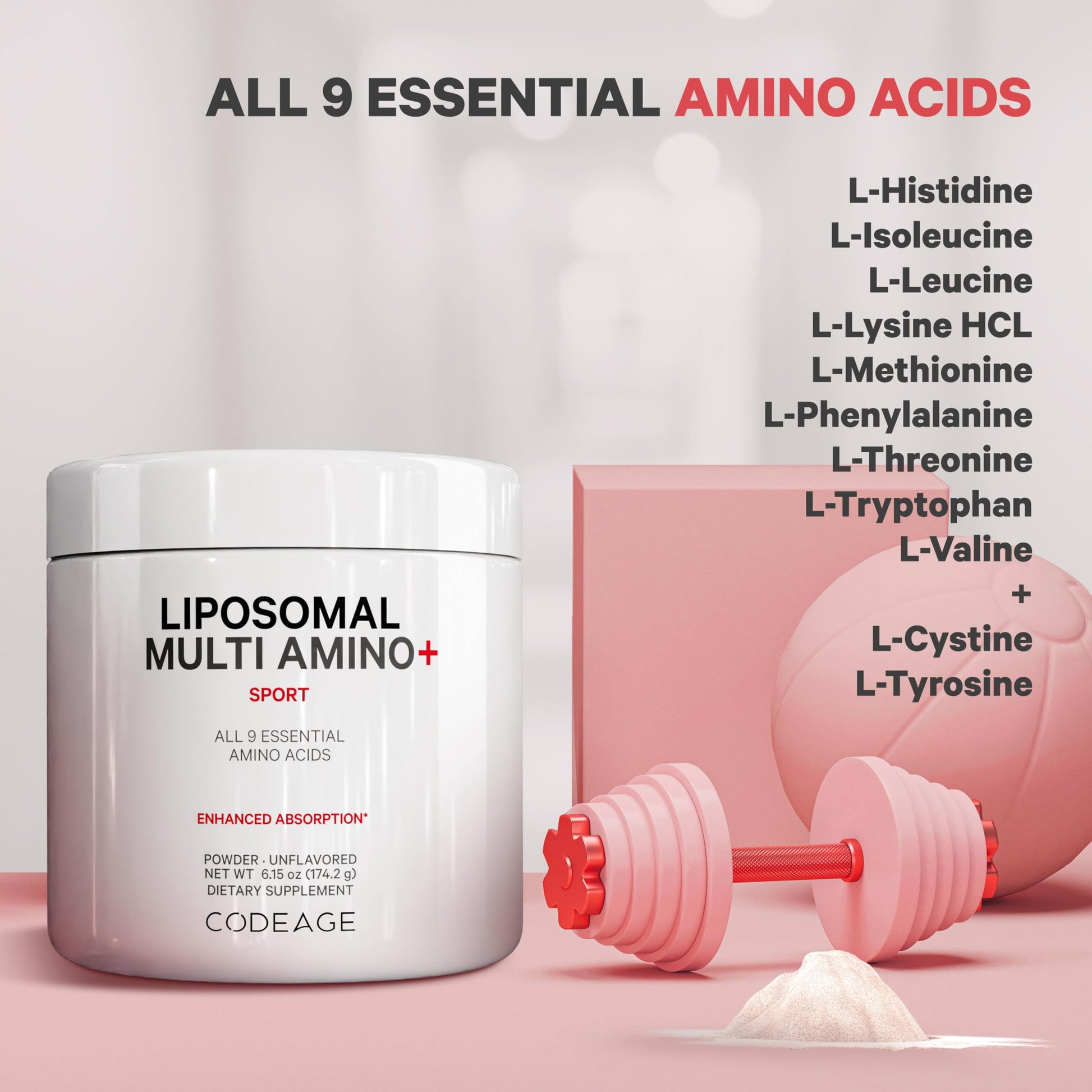 Codeage Liposomal Multi Amino Powder Supplement - BCAA & EAA Supplement All 9 Essential Amino Acids, Branched-Chain Amino Acid, Pre & Post Workout, Unflavored, Liposomal Delivery, Non-GMO, 6.15 oz CodeageAu supplements