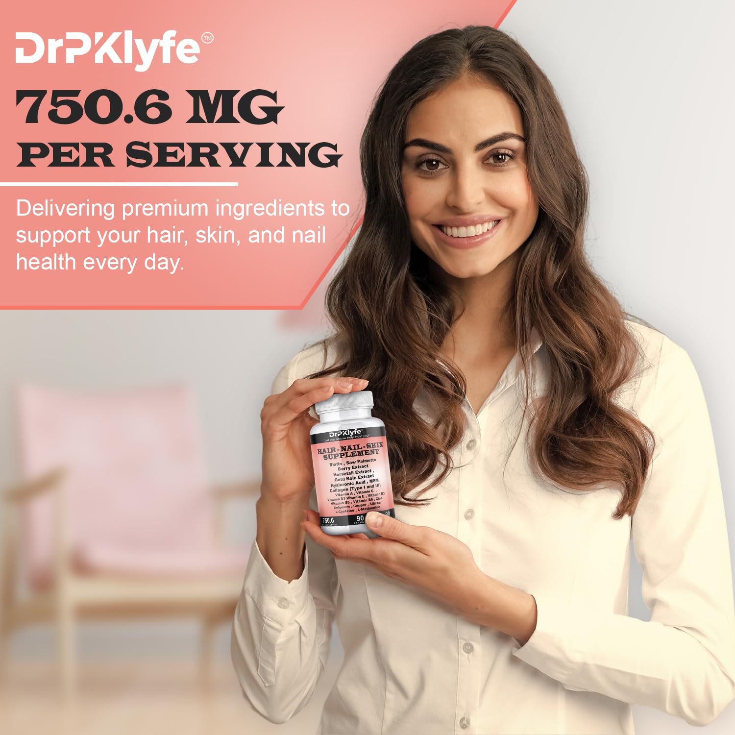 DrPKLyfe Hair, Nail and Skin Supplement Capsules:Biotin, Collagen, Collagen Peptides, Acid Hyaluronic, Biotin, Vitamin A, C, B5, B6 Saw Palmetto & More - 90 Capsules. DrPKLyfeAu supplements