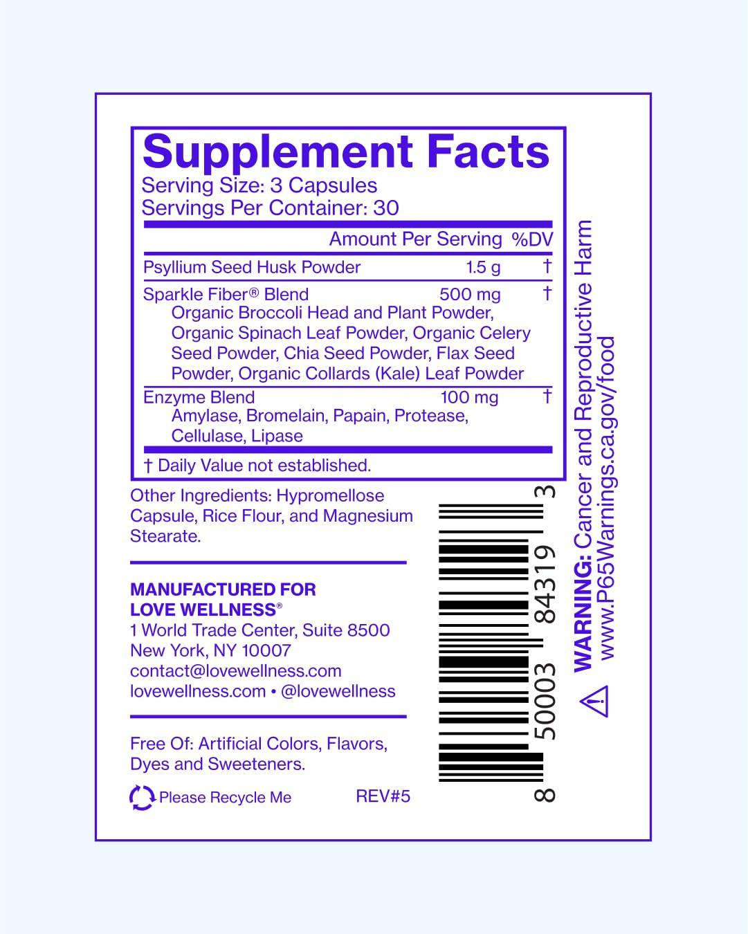 Love Wellness Sparkle Fiber | Fiber Supplement with Digestive Enzymes | Greens Superfood Powder & Psyllium Husk Powder | Promotes Gut Health for Women | Regularity & Bloating Relief | 90 Count Love WellnessUS supplements