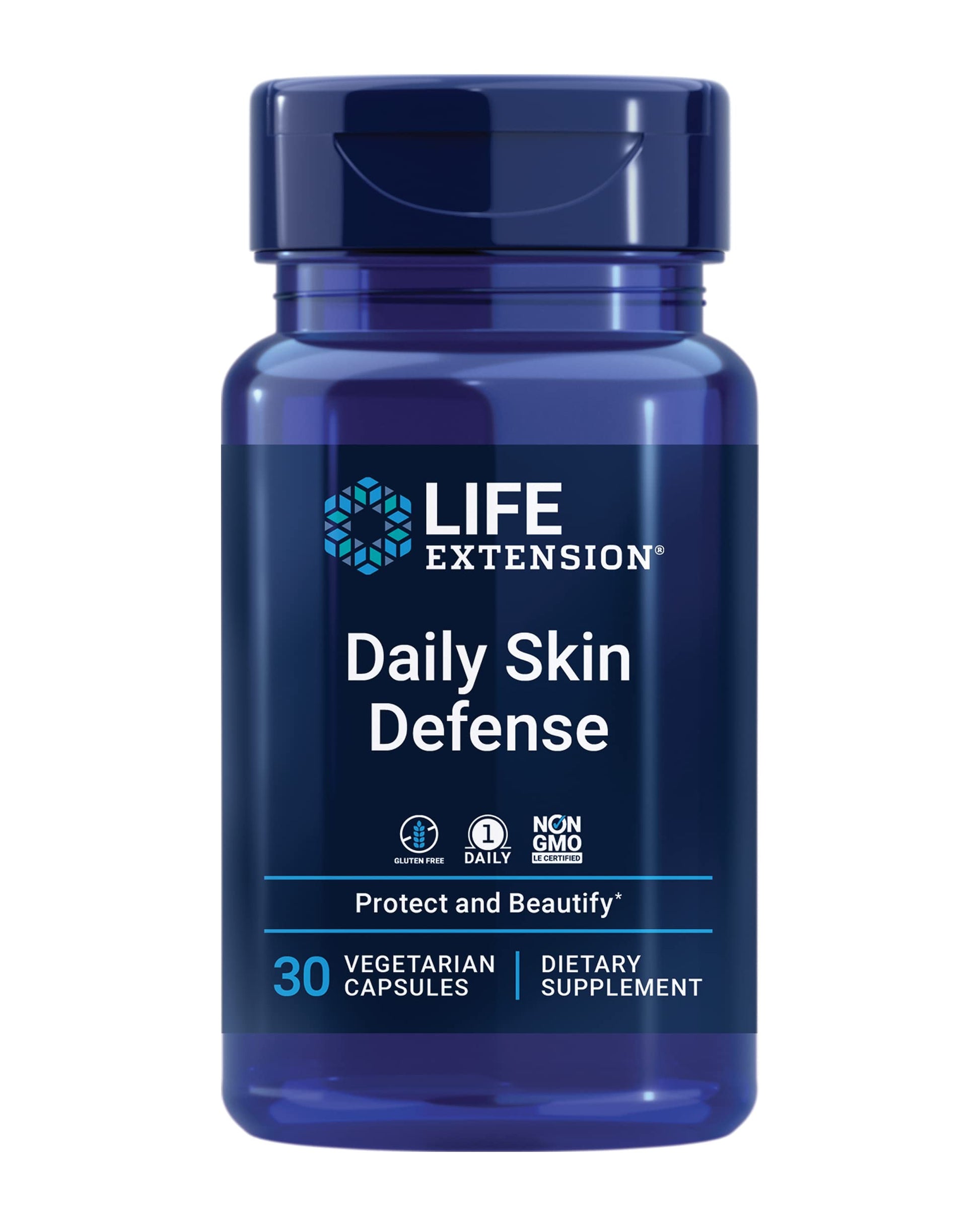 Life Extension Daily Skin Defense, Vitamin C, ceramides, Rosemary, Lemon Verbena, Helps Fight oxidative Stress & The Appearance of Wrinkles, Gluten-Free, Once-Daily, Non-GMO, Vegetarian, 30 Capsules Life ExtensionAu supplements