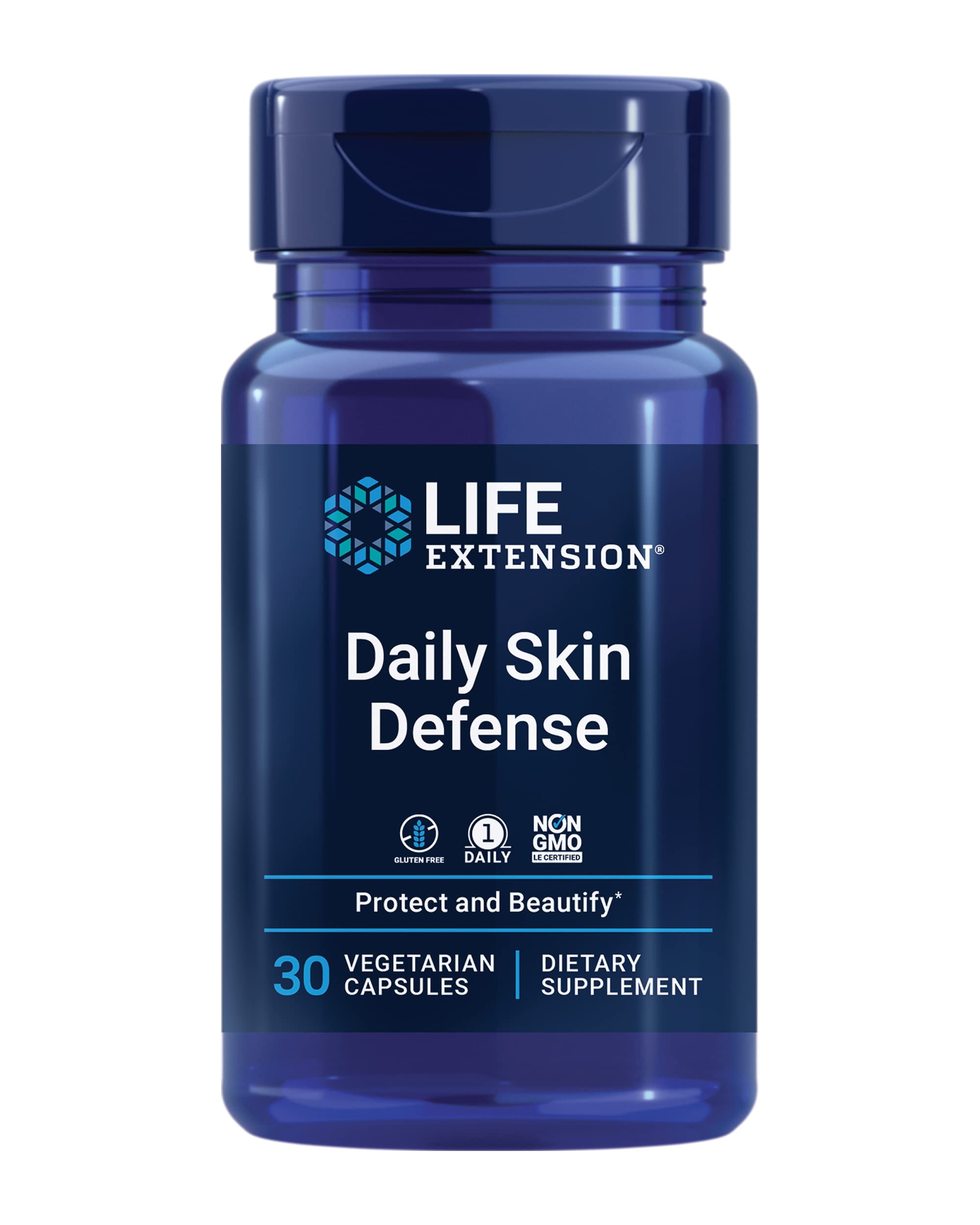 Life Extension Daily Skin Defense, Vitamin C, ceramides, Rosemary, Lemon Verbena, Helps Fight oxidative Stress & The Appearance of Wrinkles, Gluten-Free, Once-Daily, Non-GMO, Vegetarian, 30 Capsules Life ExtensionAu supplements