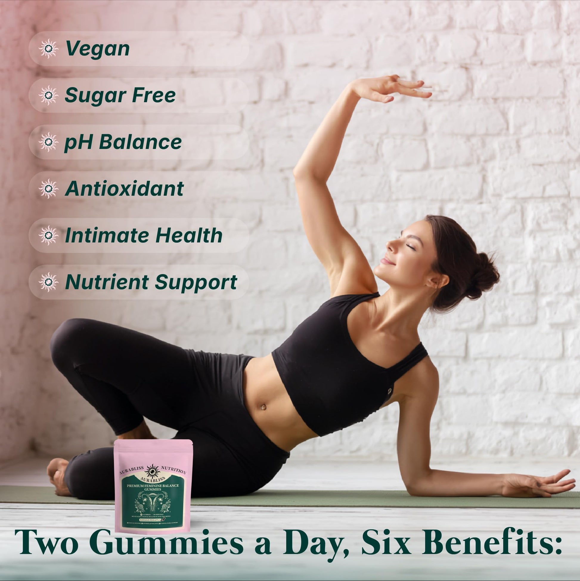 Premium Feminine Balance Gummies for Women - Hawaiian Pineapple Gummies for Women PH Balance Wellness, Immune Support, Vegan Daily Supplement for Odor and Flora Health , 60 Counts - 30 Servings AurablissAu supplements
