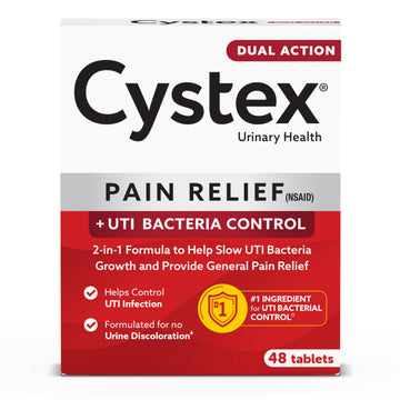 Cystex Dual-Action UTI Pain Relief & Prevention Tablets - 2-in-1 Formula Relieves Burning, Urgency, & Discomfort While Slowing Bacterial Growth - Non-Staining, Fast-Acting - 48-Count CystexAu supplements