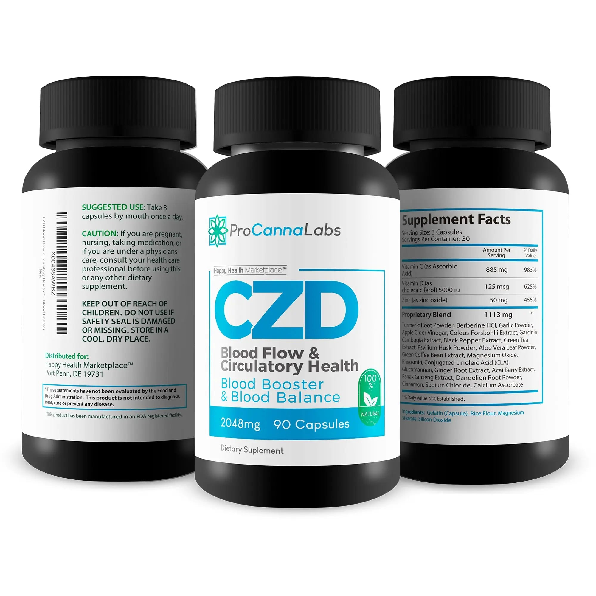 CDZ Supplement Vitamin C D and Zinc Plus Herbs - Our Best Vitamin C D Zinc Blood Booster for Blood Balance & Blood Flow - C Z D Blood Flow & Circulatory Health - Pro Canna Labs Gummies Capsules Happy Health Marketplacenz supplements