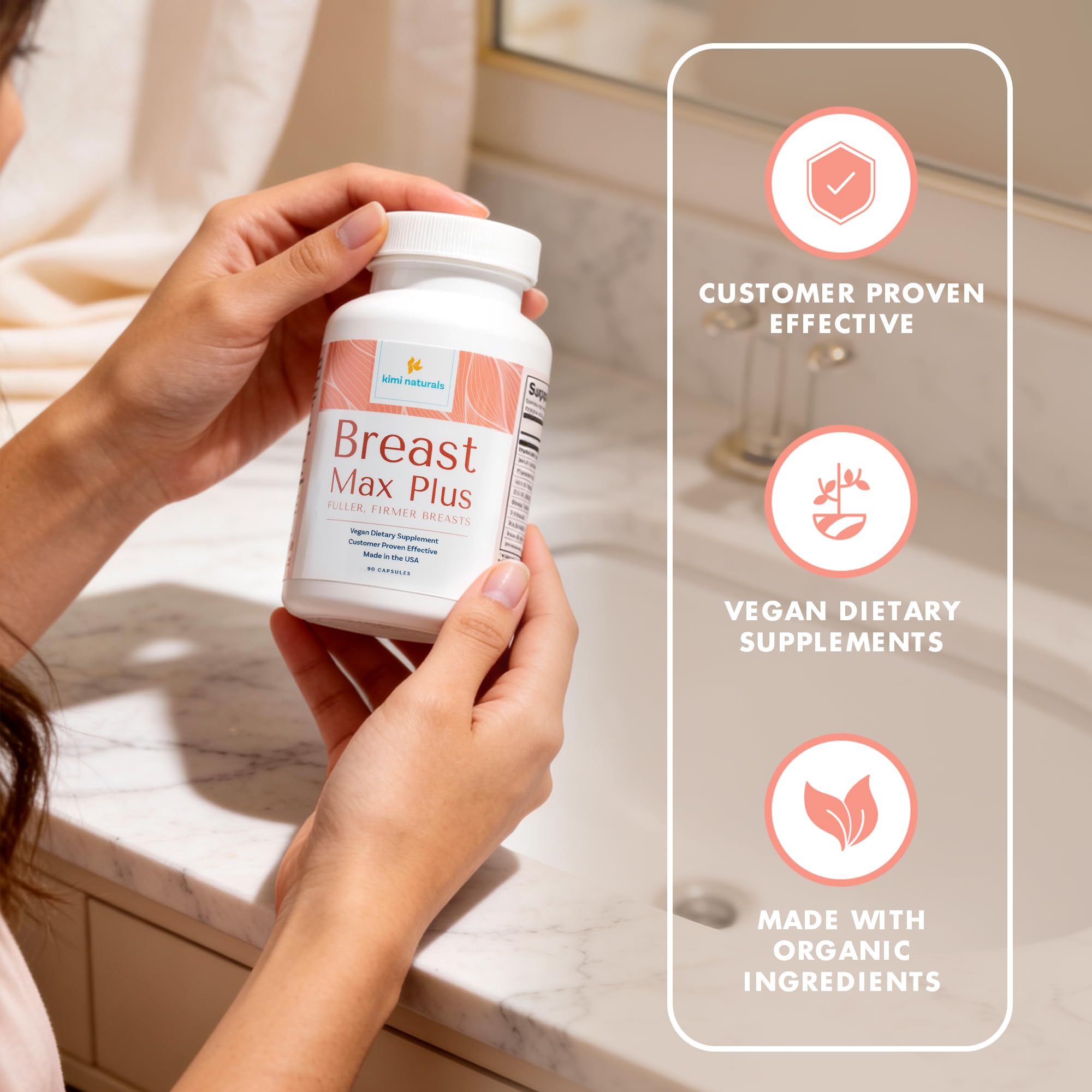 KIMI Naturals Breast Max Plus - Breast Enhancement Pills | Breast Enlargement Supplements with Fenugreek, Breast Growth, Supports Breast Firmness | 90 Capsules KIMIAu supplements