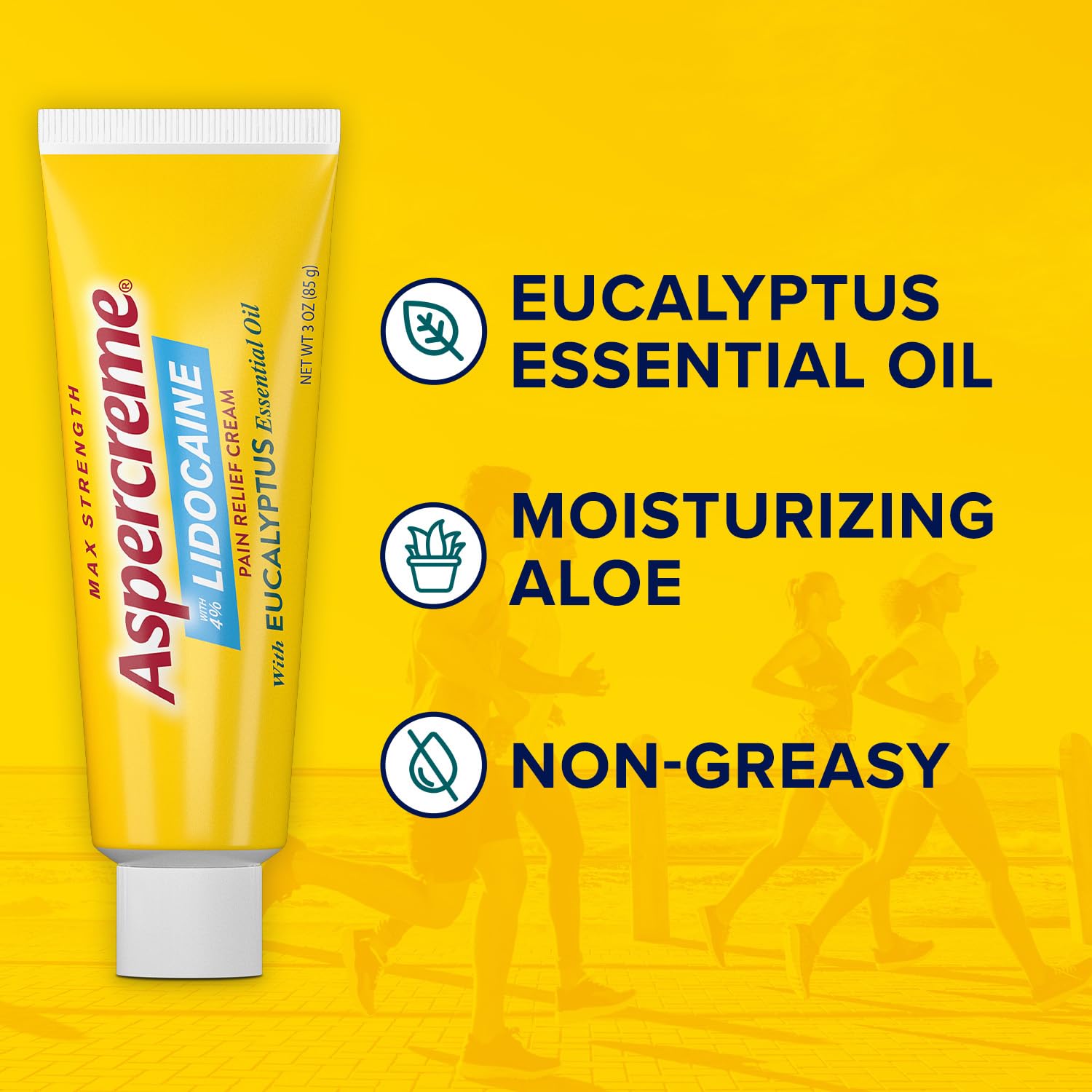 Aspercreme Essential Oils Lidocaine Pain Relief Cream, Max-Strength Lidocaine Numbs Away Nerve Pain, Moisturizing Aloe Hydrates Skin, Eucalyptus, 3 Oz. AspercremeAu supplements