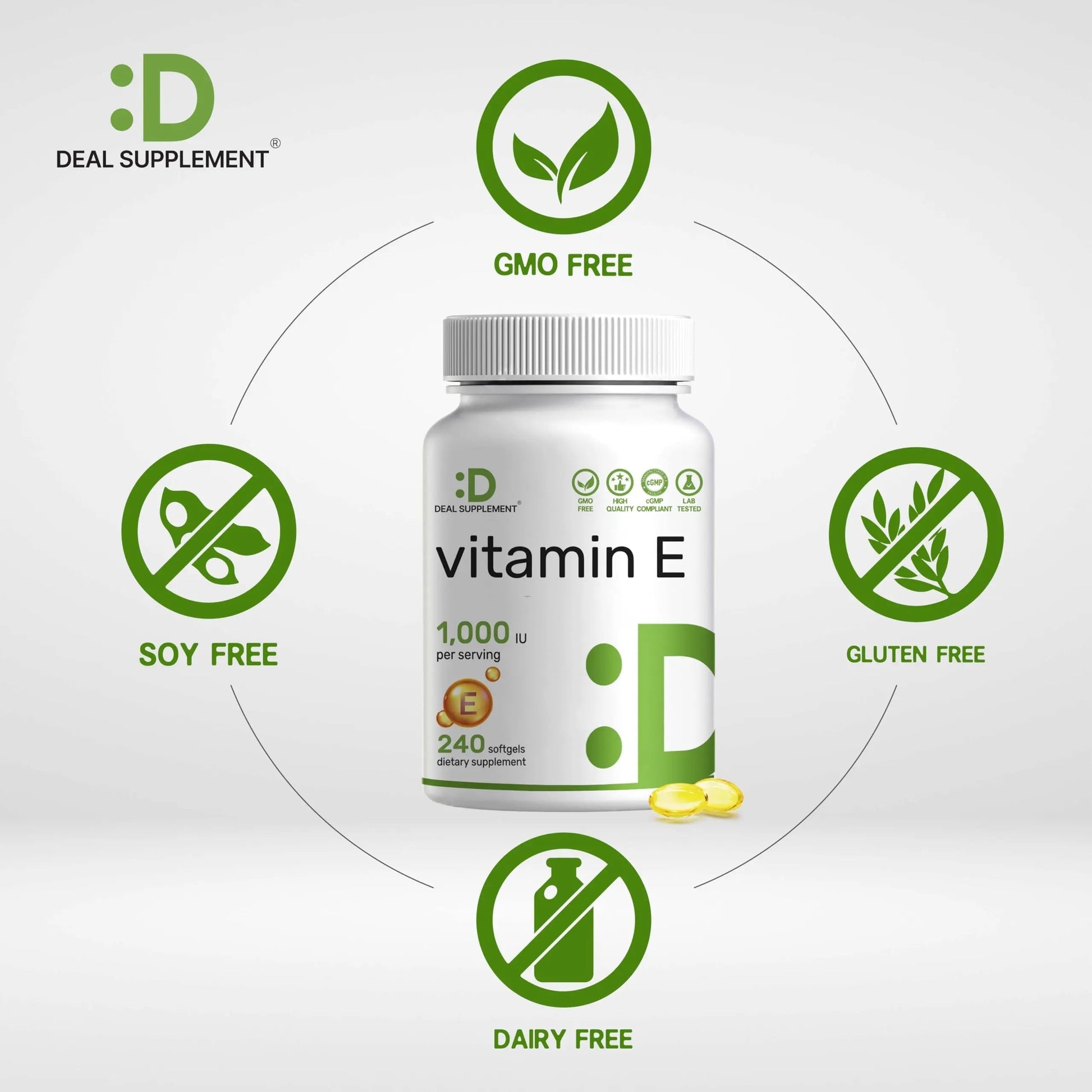 Vitamin E Supplements, 1,000 IU Per Serving, 240 Softgels – Extra Strength Antioxidant Protection – Bioavailable Stable Form DEAL SUPPLEMENTAu supplements