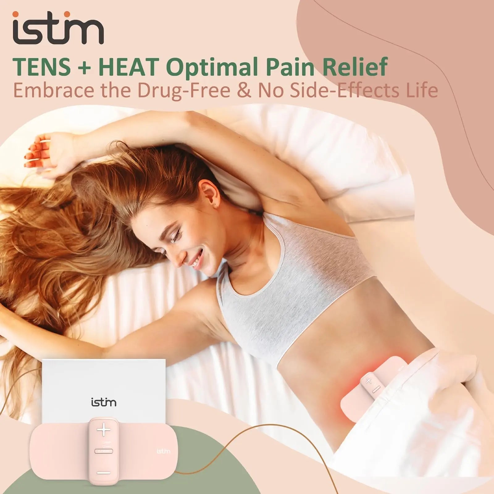 iStim S1 Wireless TENS Unit for Menstrual Relief – Period Pain Relief Device for Period Cramps and Back Pain, TENS Machine with Heat, Rechargeable Drug-Free TENS Massager with Japanese Gel Pads iSTIMAu supplements