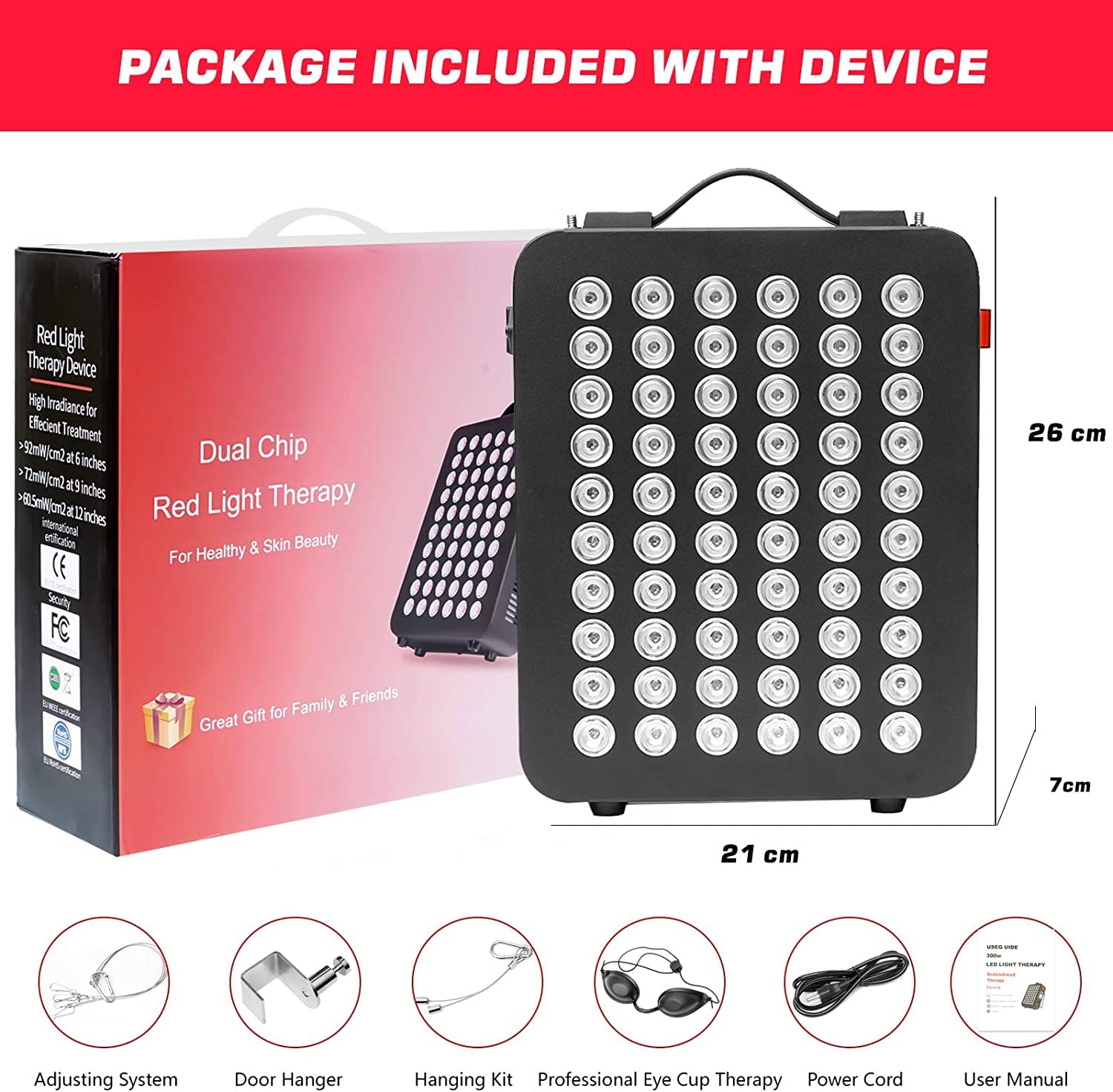 Red Light Therapy Device - Near Infrared Light Therapy with Timer, 60 Clinical Grade LEDs ECOGUNAu supplements