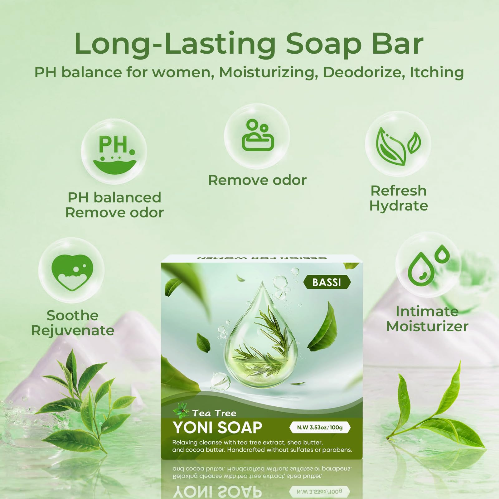 Feminine Wash & Yoni Oil & Yoni Soap Tea Tree Set for Women, Yoni Wash for Vaginal Ph Balance Remove BASSIAu supplements