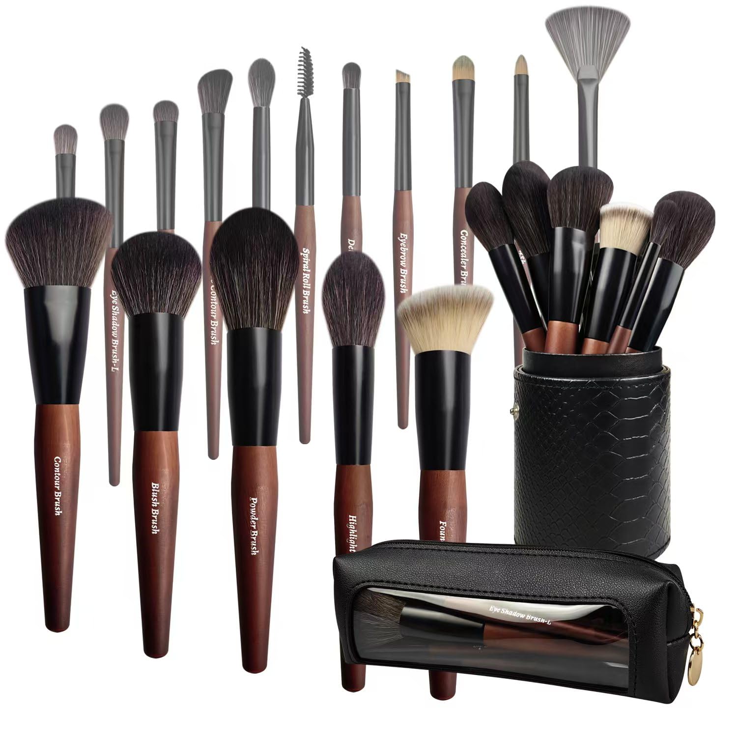 Makeup Brushes 16 Pcs Makeup Brush Set Professional, Wood Handle Travel Make Up Brushes Set with Case, Premium Cruelty-Free Synthetic Fiber Hair Makeup Brush Kit with Holder ZylsniceAu supplements