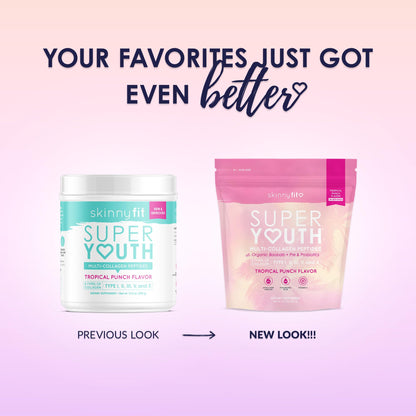 SkinnyFit Super Youth Tropical Punch Multi-Collagen Peptides + Probiotics, Baobab Fiber SkinnyFitUS supplements
