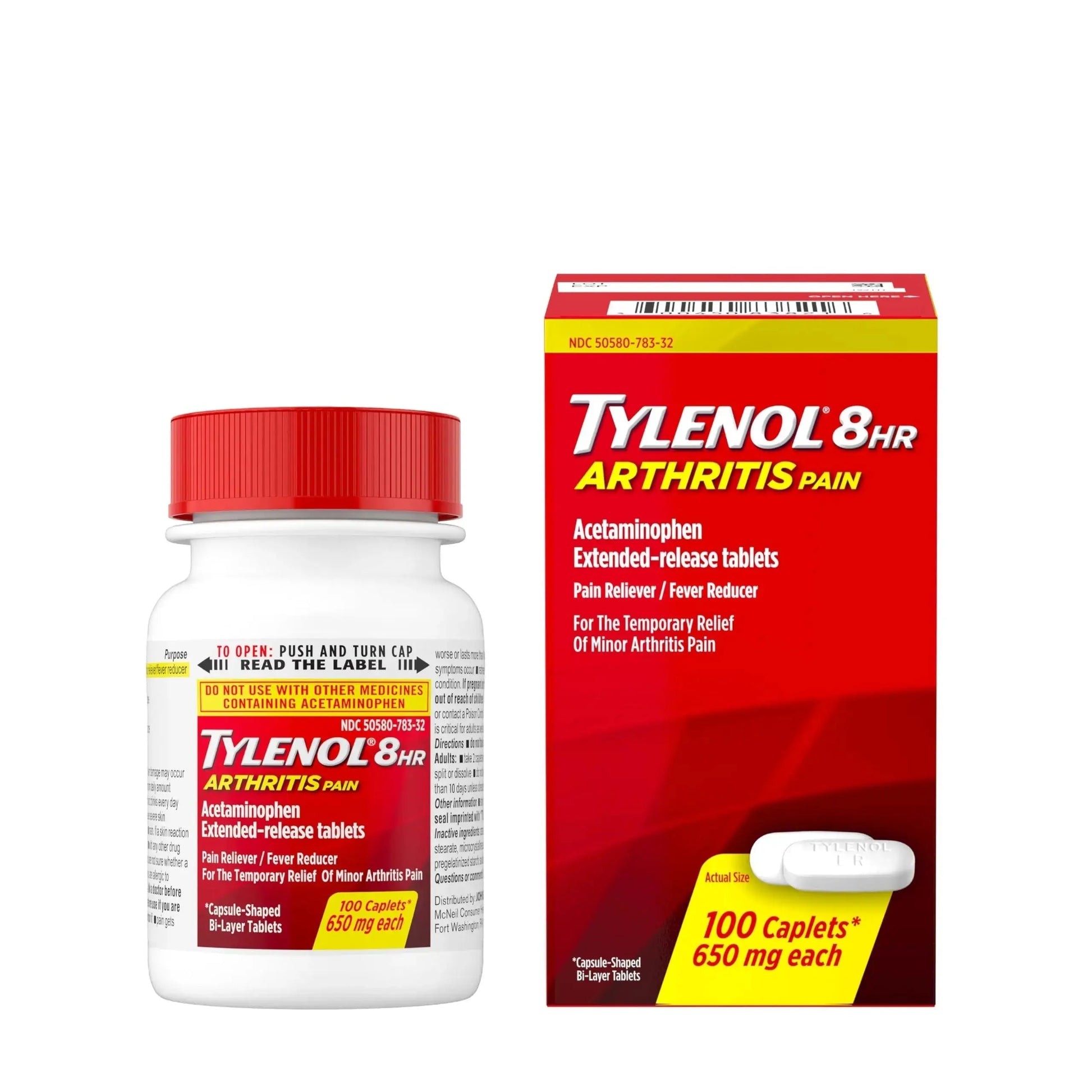 Tylenol 8HR Arthritis Pain Relief Caplets, Fast, Strong Pain Relief, 650 mg Acetaminophen for Minor Arthritis & Joint Pain, Fever Reducer, Extended Release, Won't Irritate Stomach, 100 Count TylenolAu supplements