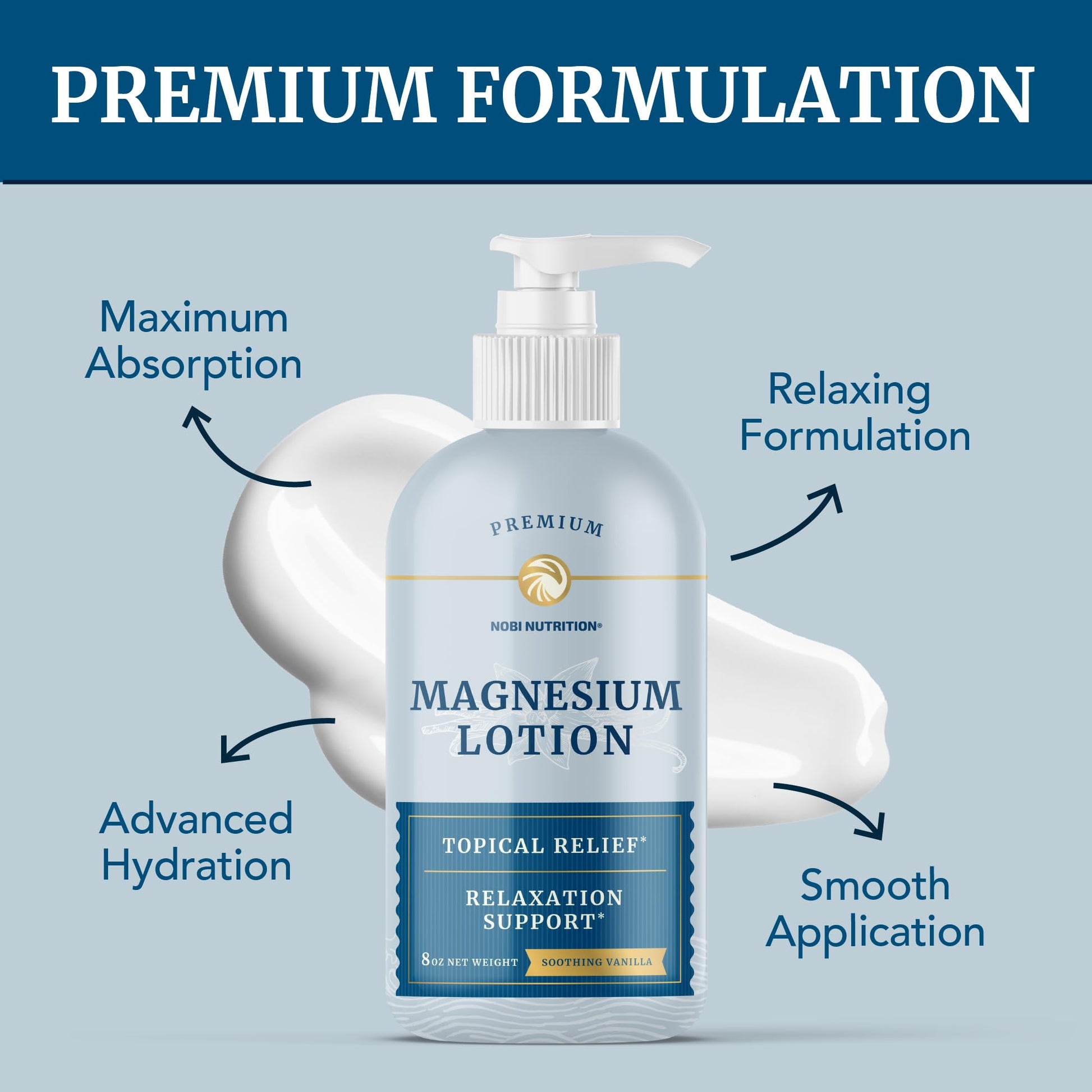 Magnesium Lotion | Relieves Muscle Cramps & Soreness | Relaxation & Calming Support Nobi NutritionUS supplements