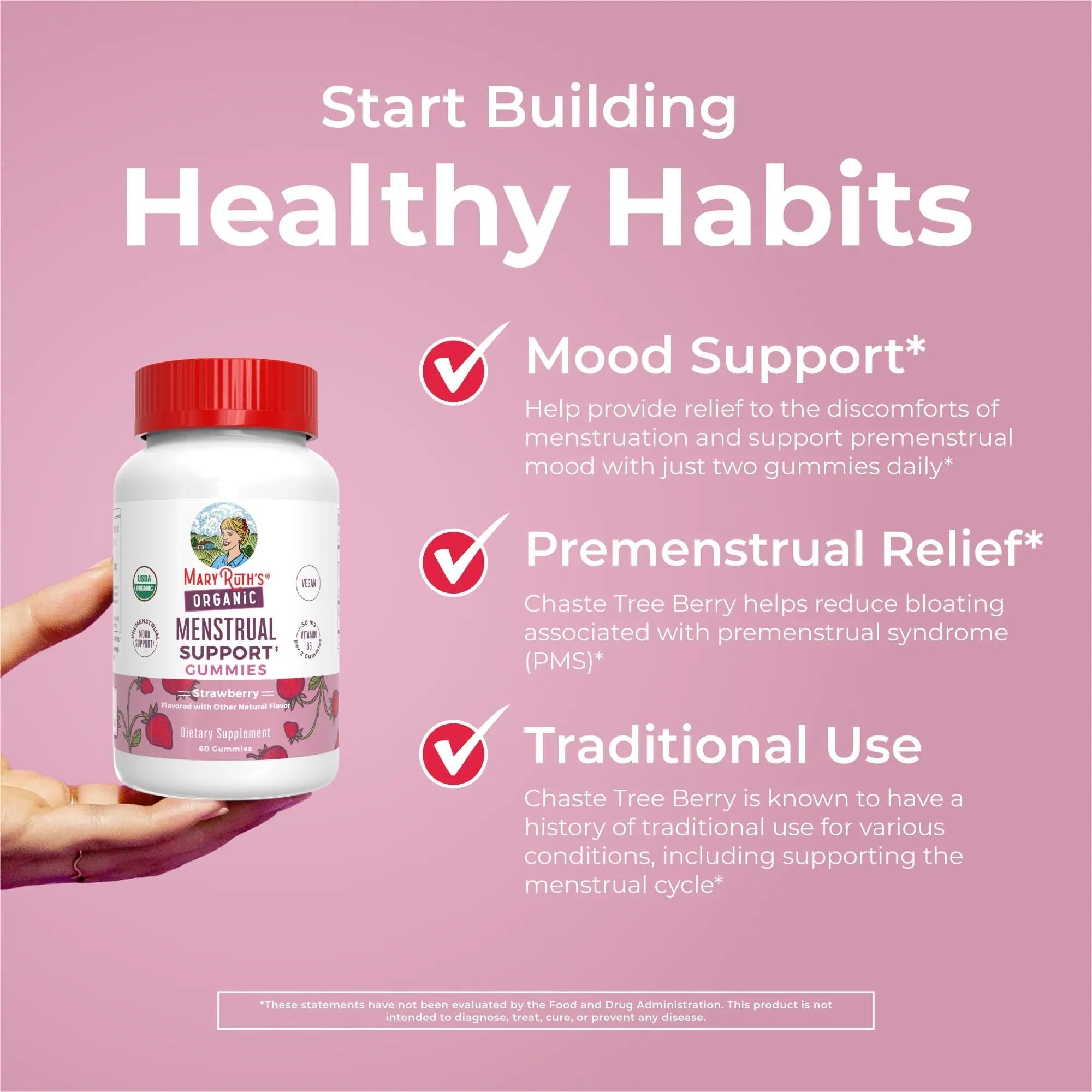 Organic Menstrual Support Gummies by MaryRuth's | for The Relief of Common Symptoms of Premenstrual Syndrome | PMS Support | Premenstrual Mood Support | USDA Organic | Non-GMO | Vegan | 30 Servings MARYRUTH'SAu supplements