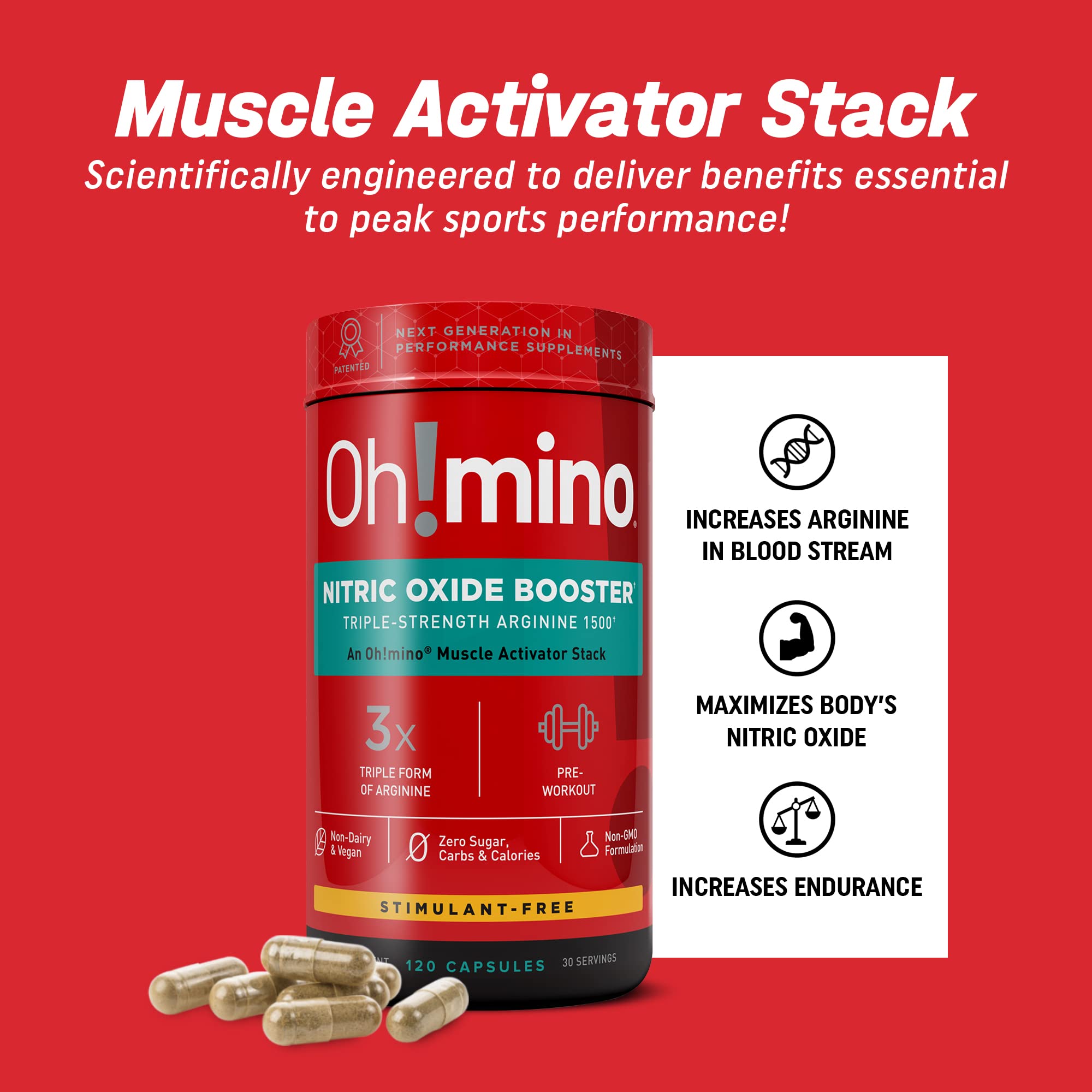 Oh!mino Nitric Oxide Supplement Activator Booster, Triple Strength L-Arginine for Energy Oh!minoAu supplements