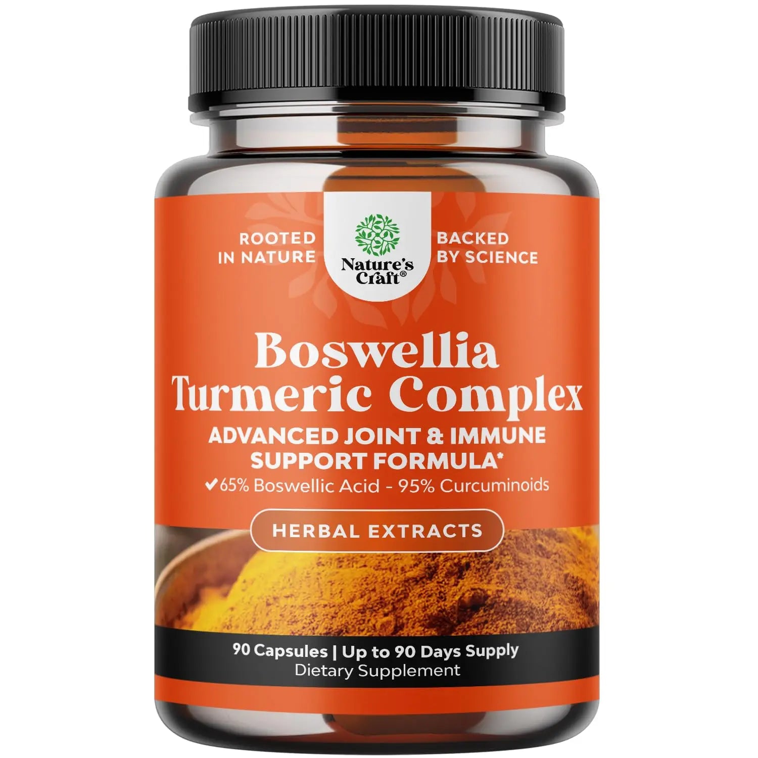 Boswellia Extract Capsules with Turmeric - Advanced Immune Health Support Supplement - Turmeric & Boswellia Serrata Capsules 500mg per Serving for Body Detox & Healthy Joints - 90 Count Natures CraftAu supplements