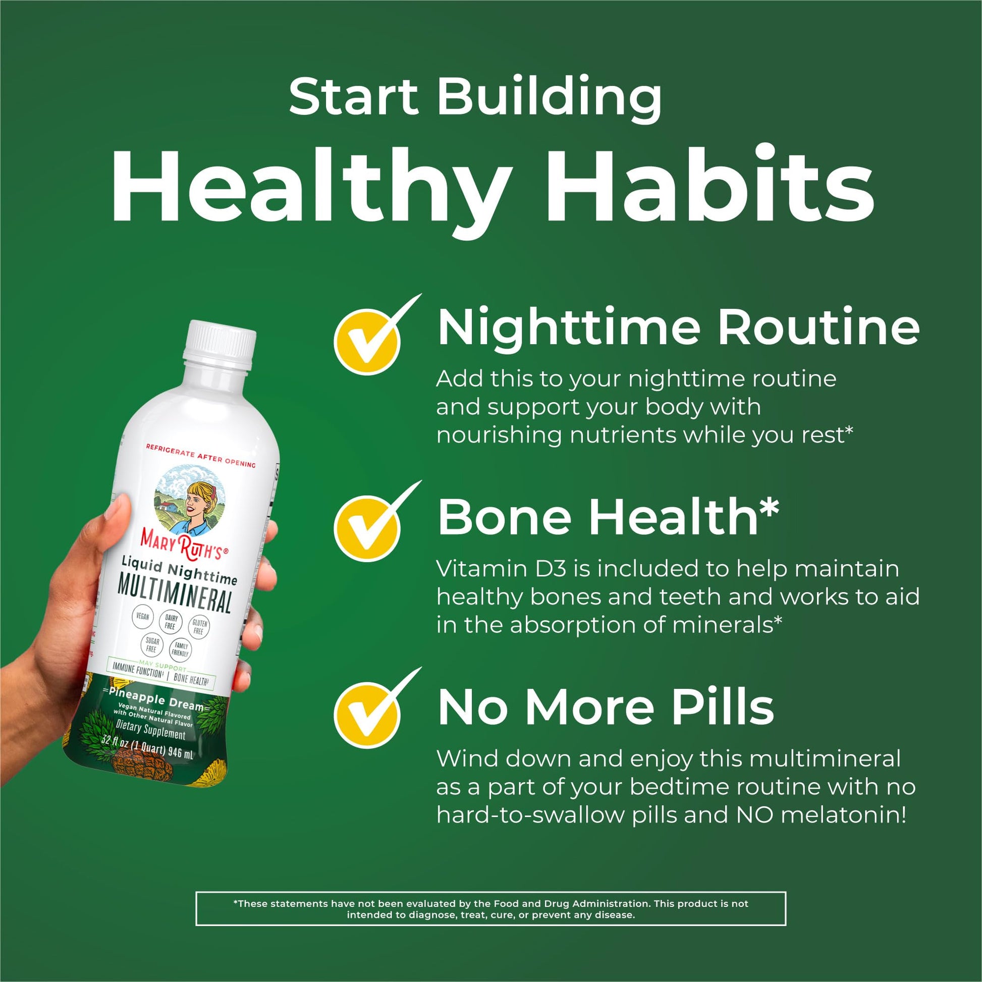 MaryRuth Organics Liquid Nighttime Multimineral | NO Melatonin | Magnesium Citrate | Calcium | Zinc | Vitamin D3| Available in 4 Flavors | Vegan | Sugar Free | Gluten Free | 32 Oz MARYRUTH'SUS supplements