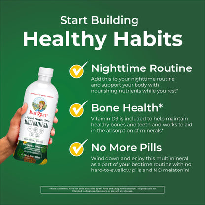 MaryRuth Organics Liquid Nighttime Multimineral | NO Melatonin | Magnesium Citrate | Calcium | Zinc | Vitamin D3| Available in 4 Flavors | Vegan | Sugar Free | Gluten Free | 32 Oz MARYRUTH'SUS supplements