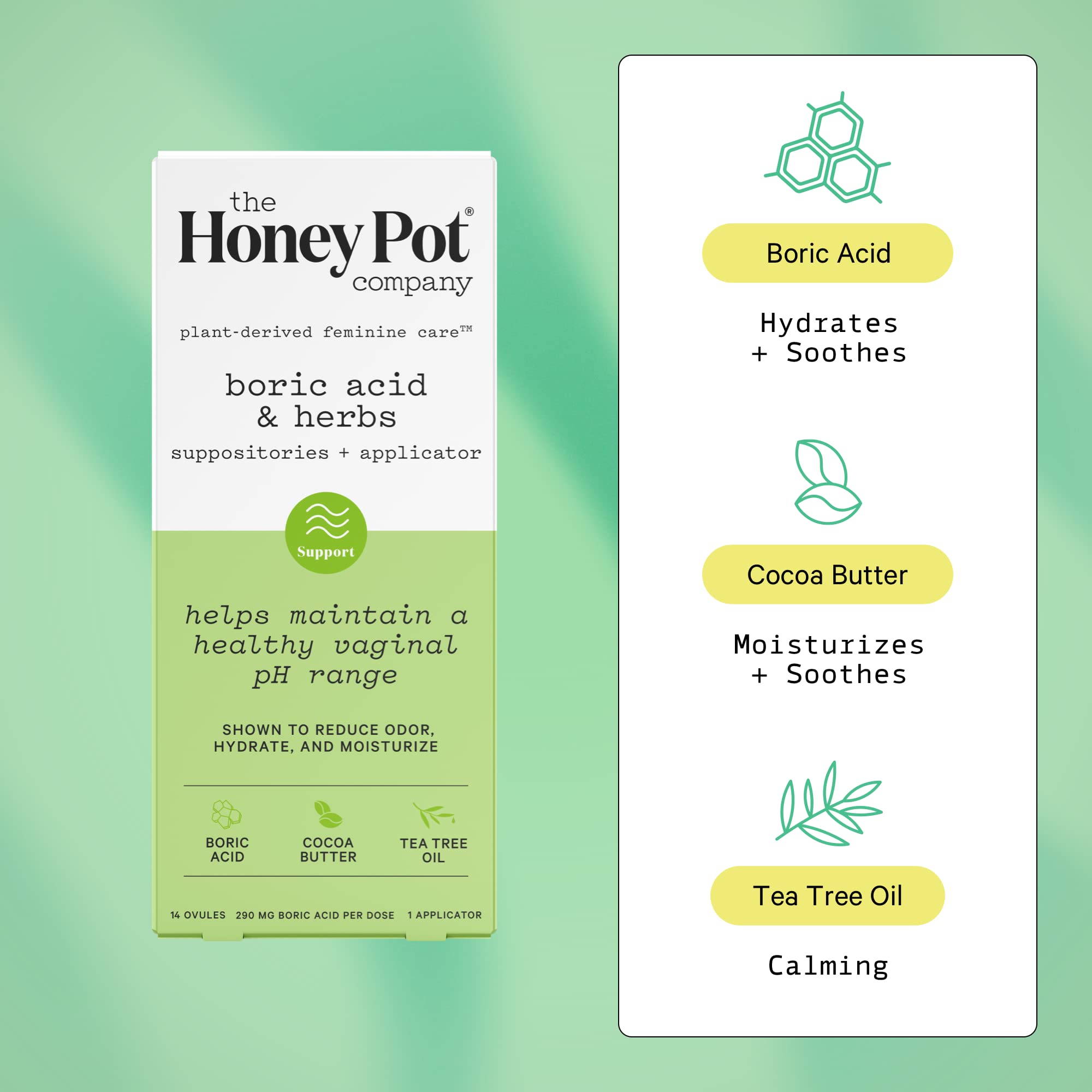 The Honey Pot Company 7 Day Boric Acid & Herbs Suppositories - Maintains and Balances Healthy Vaginal pH, Manages Odor, Hydrates, & Moisturizes - Gynecologist Tested The Honey Pot CompanyUS supplements
