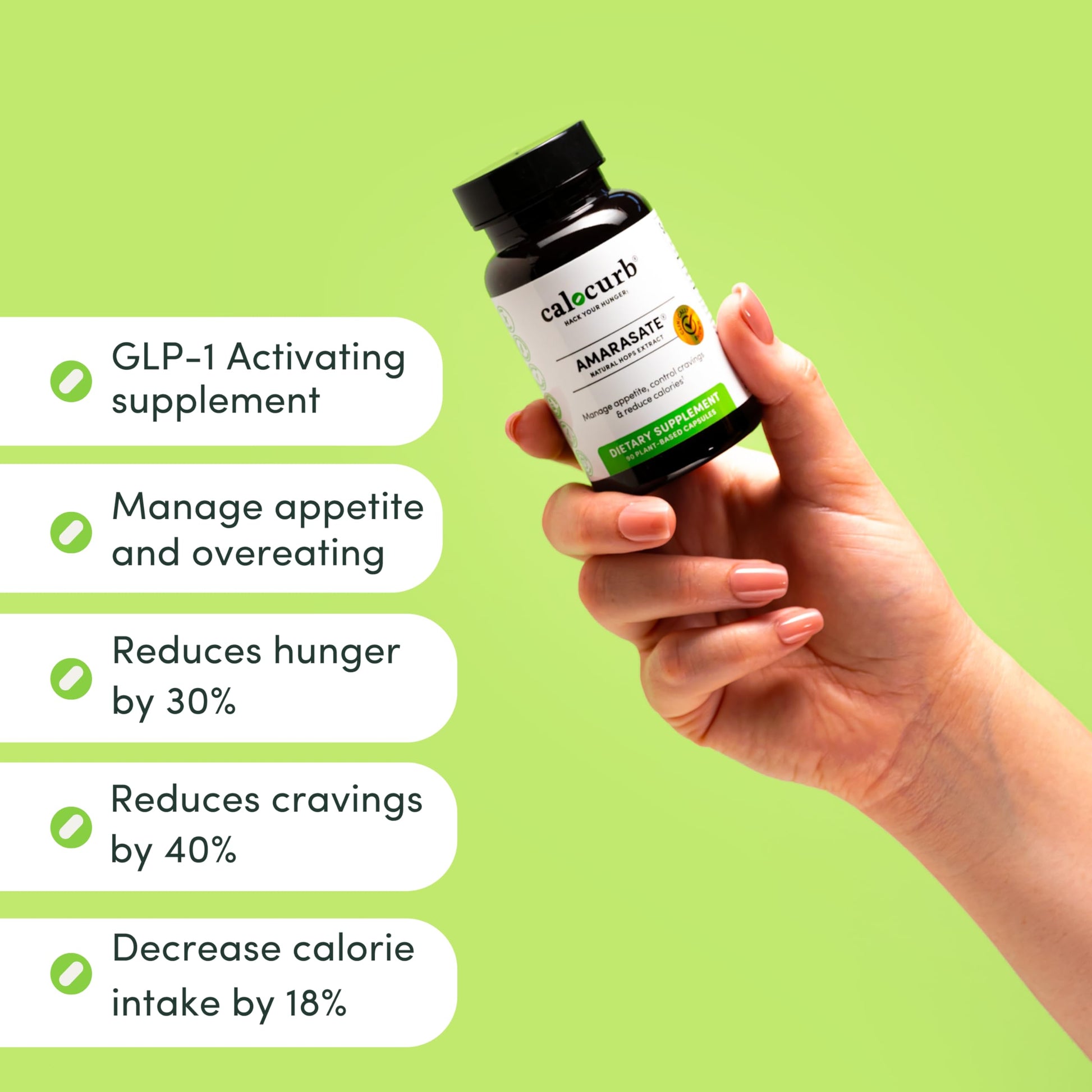 Calocurb Calorie Control Supplement, Natural GLP-1 Activator, 90 Count (1 Month Average CalocurbUS supplements