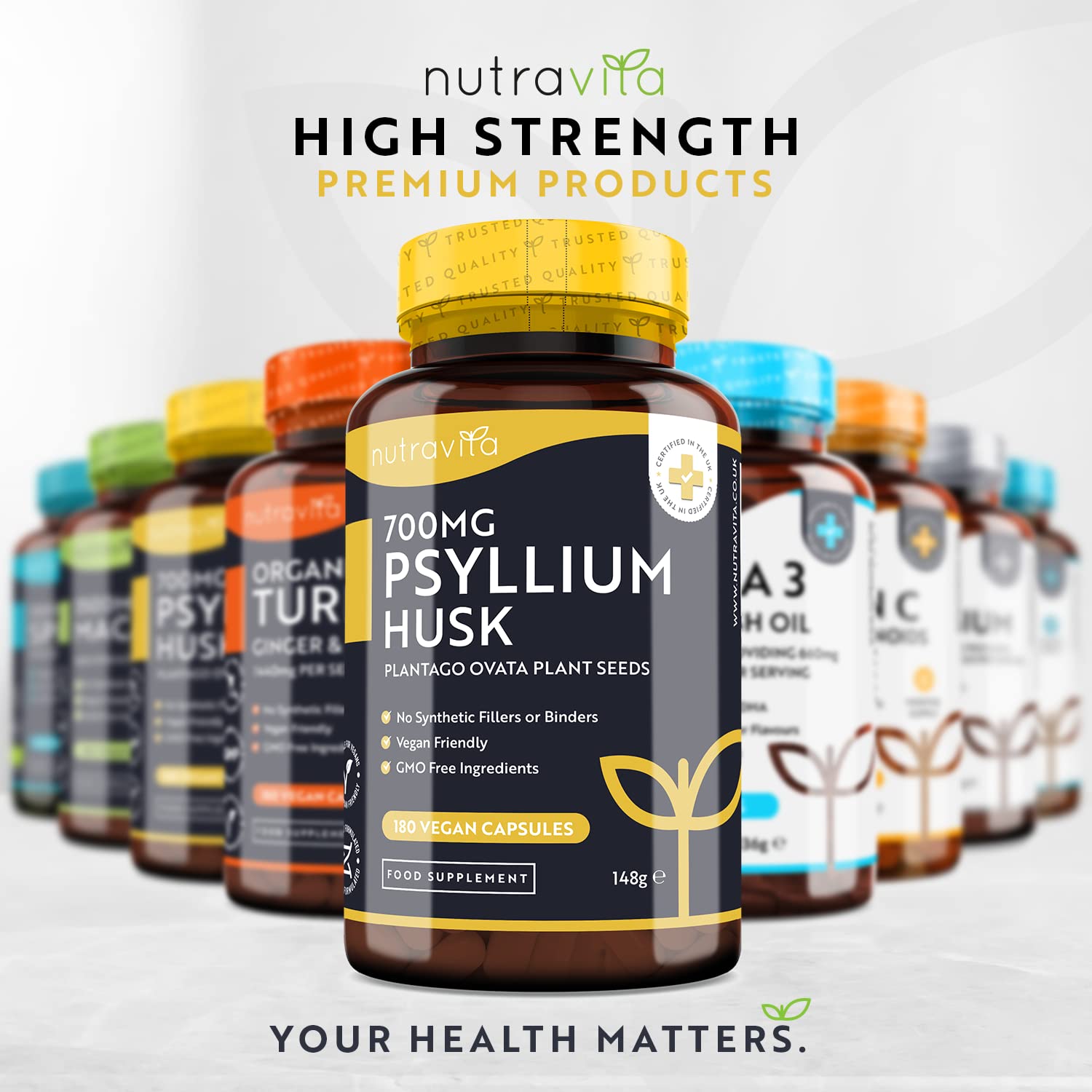 Psyllium Husks Fibre Supplement – 1400mg per Serving – Naturally High in Soluble Fibre NutravitaUS supplements