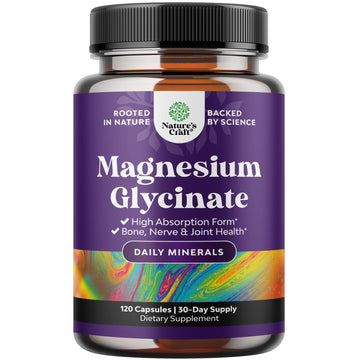 Pure Magnesium Glycinate Supplement 500mg - Magnesium for Sleep and Rest Capsules for Men & Women - Unflavored Vegan High Absorption Pills for Relaxation Support - 120 Count Natures CraftAu supplements