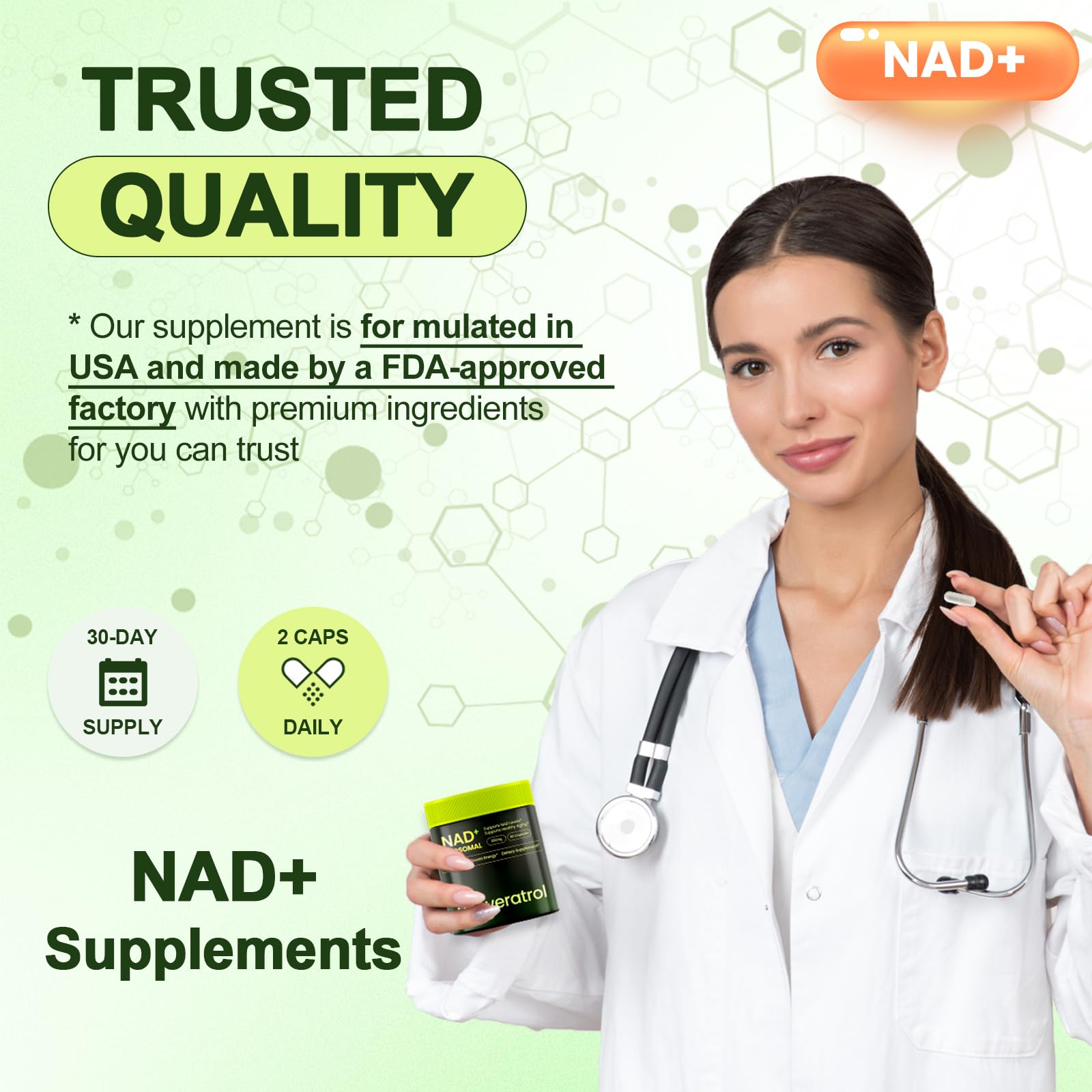Lyndops NAD Supplement, Liposomal Nicotinamide Riboside Resveratrol 250mg, NMN Alternative, High Purity NAD Supplement for Women & Men, Anti-Aging, Cellular Energy, Mental Focus - 60 Capsules LyndopsAu supplements