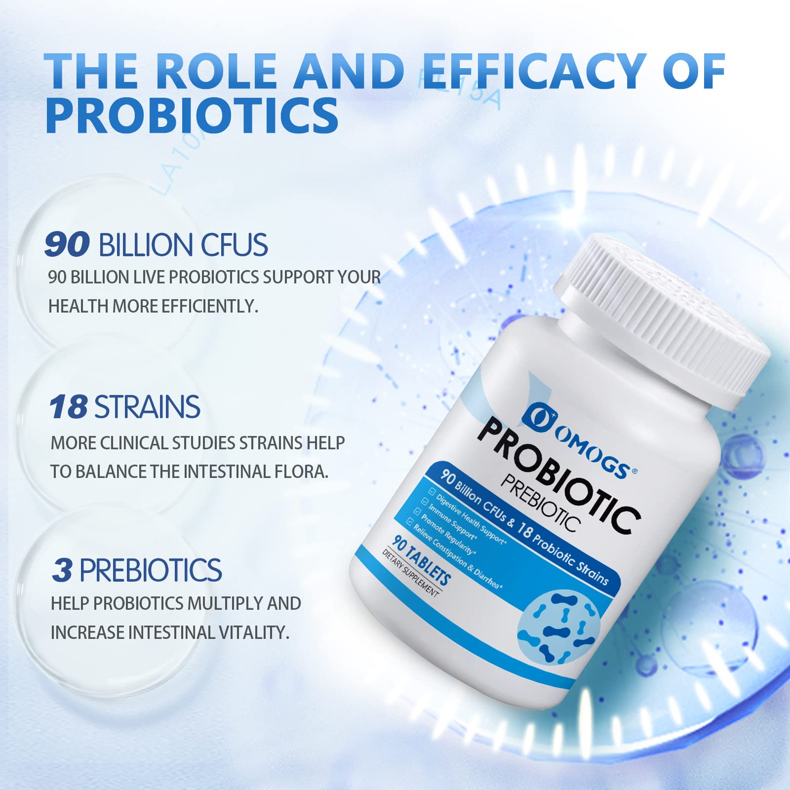 OMOGS Probiotics 90 Billion CFUs 18 Strains,with 3 Organic Prebiotic, Probiotics Supplement OMOGSAu supplements