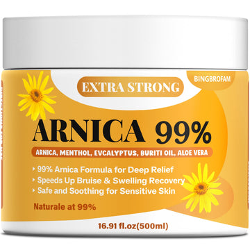 Bingbrofam Arnica Cream 99% Extra Strength Gel Pain Relief for Fast Healing Thin Skin, Seniors Bruises with Menthol, Swelling, Soothing Massage, 16.9 Oz BingbrofamAu supplements