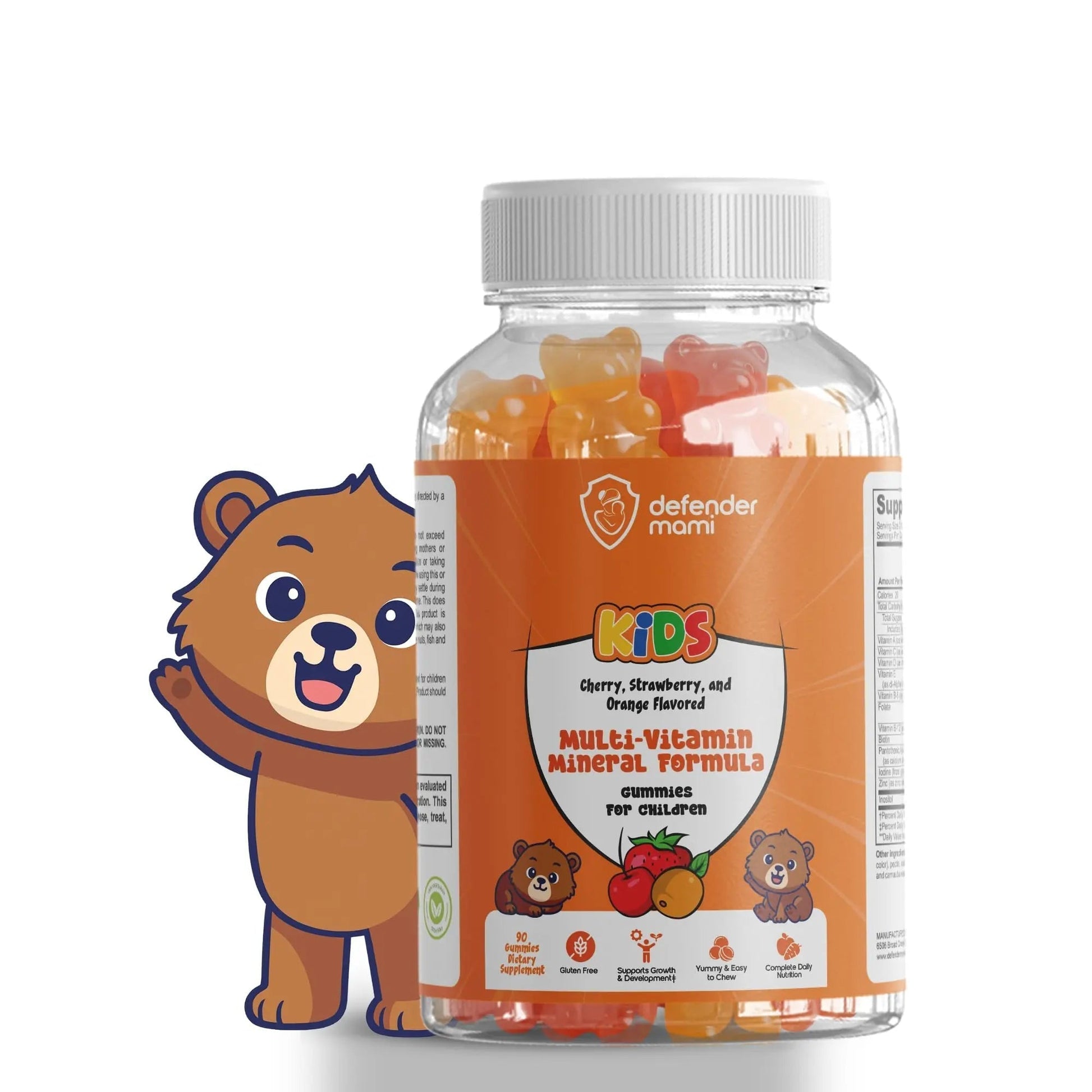 Defender Mami Kids Vitamin Gummies – Multivitamin & Mineral Formula, Non‑GMO · Gluten‑Free, 90 Count Chewables for Daily Immune Defender MamiAu supplements