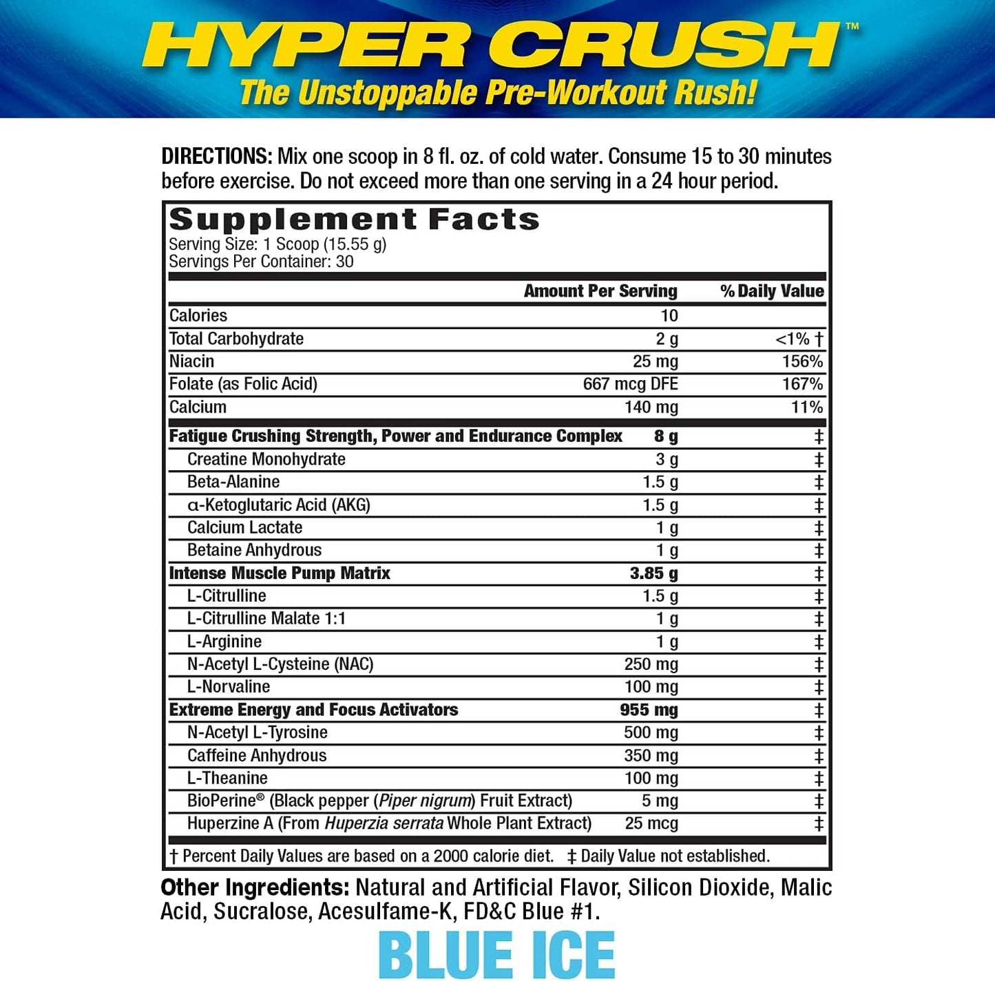 Maximum Human Performance MHP HYPER CRUSH Pre Workout energy drink creatine Maximum Human PerformanceUS supplements