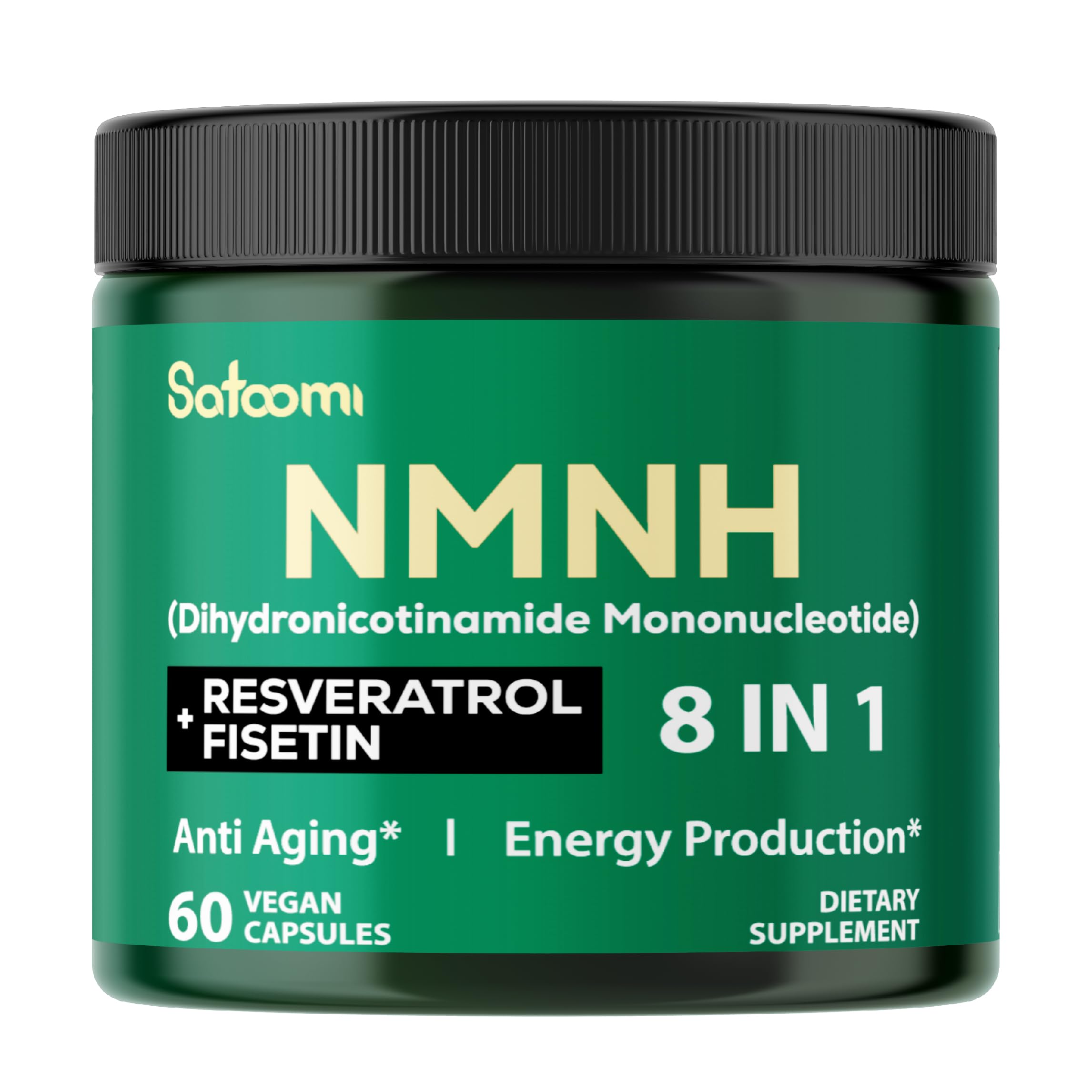 Satoomi 8in1 NMNH - NMN Supplement Alternative - NAD Supplement to Support NAD Levels Added Fisetin, Resveratrol, Quercetin, Turmeric, Berberine, Vitamin D3 & C - 60 Count for 30 Days SatoomiAu supplements