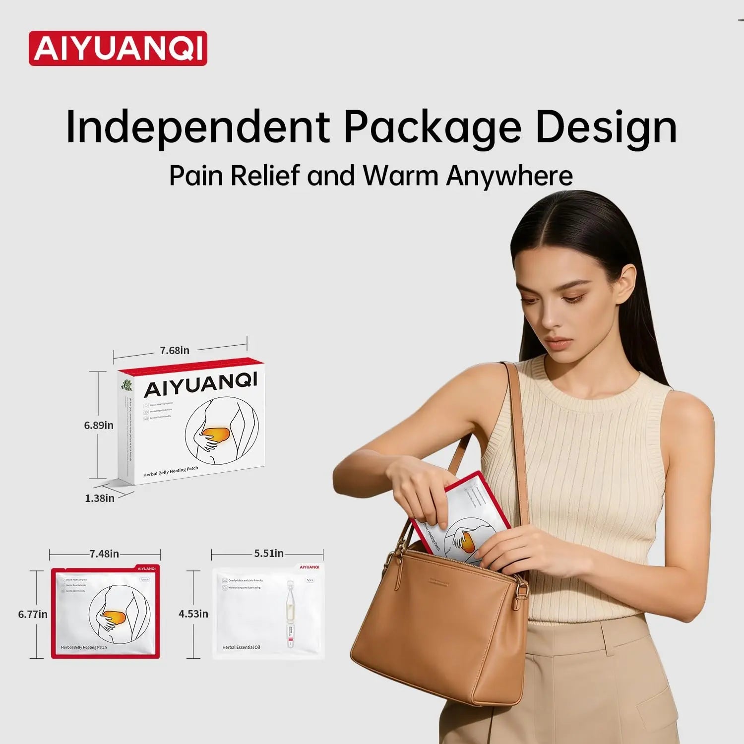 AIYUANQI 3PCS Menstrual Cramps Herbal Heating Patches for Pain Relief, Self-Heating Mugwort Patches, Full Abdomen Cover and Skin-friendly Comfortable, Rapid Heating and Keep Warm, Ideal Gift for Women AIYUANQIAu supplements